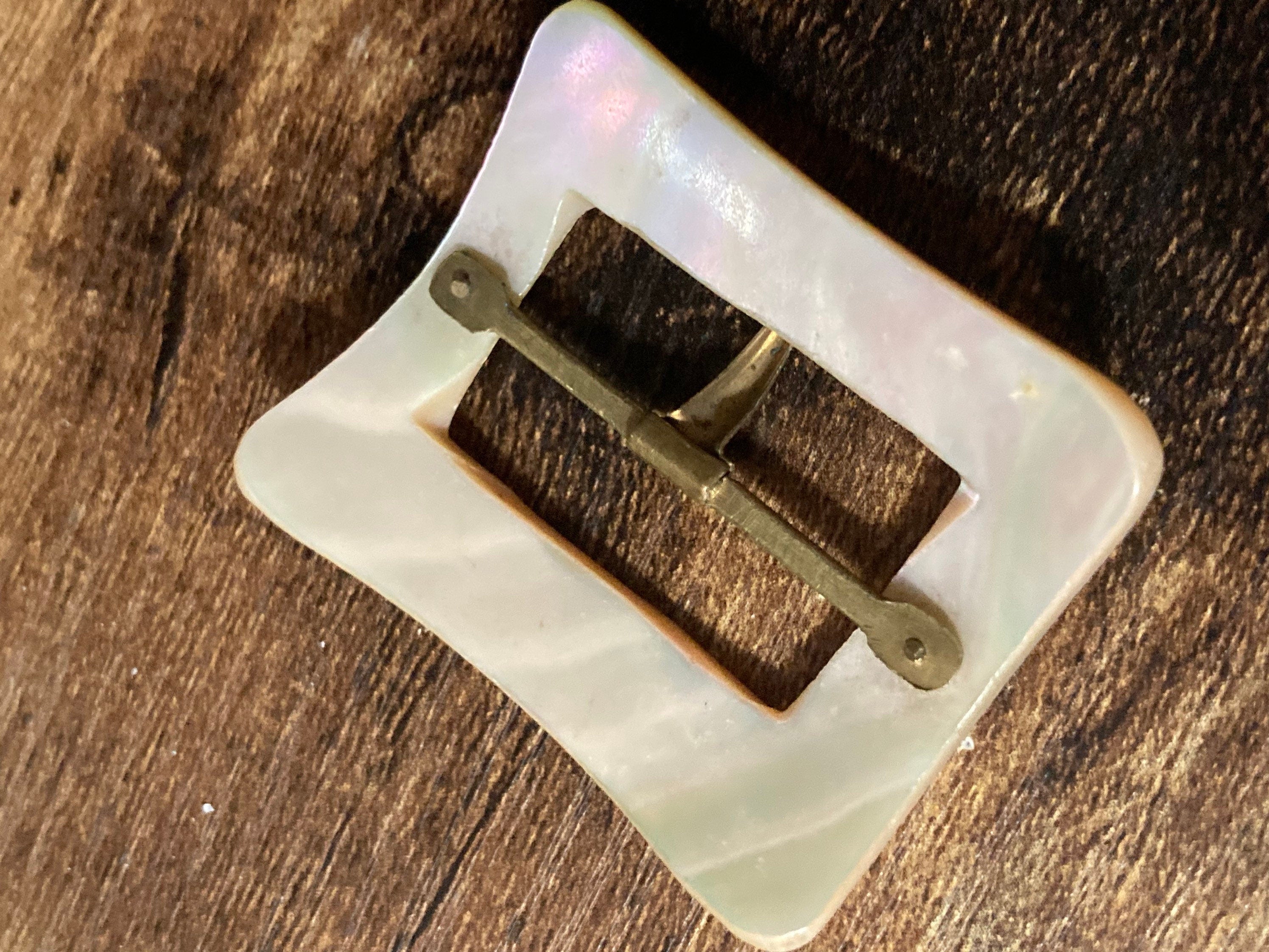 Mother of Pearl antique Belt Buckle Victorian rectangular