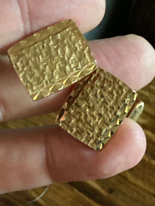 Brutalist 1970s modernist men’s statement gold tone cufflinks