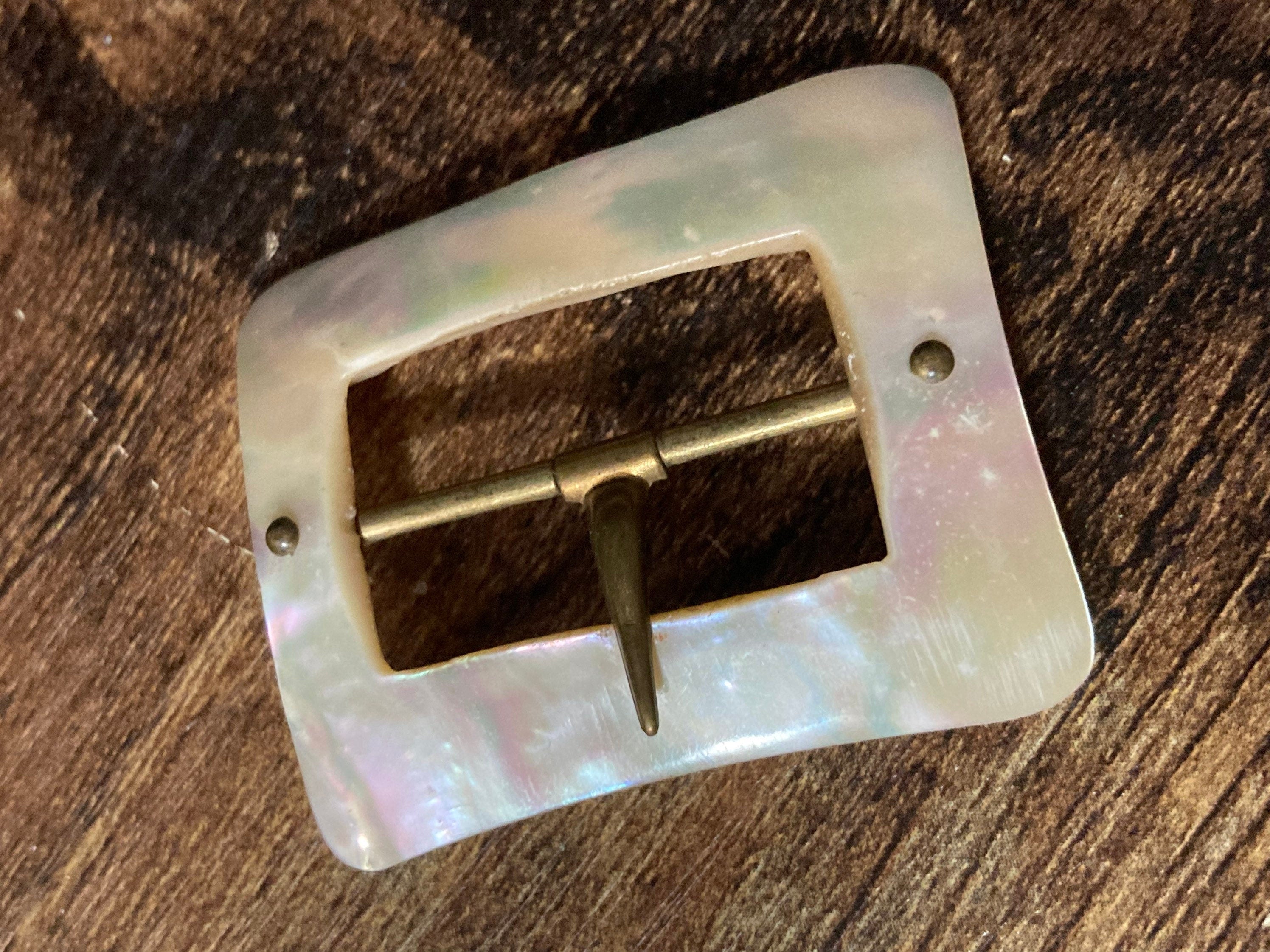 Mother of Pearl antique Belt Buckle Victorian rectangular