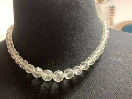 Art Deco clear glass Crystal Paste beaded bead necklace