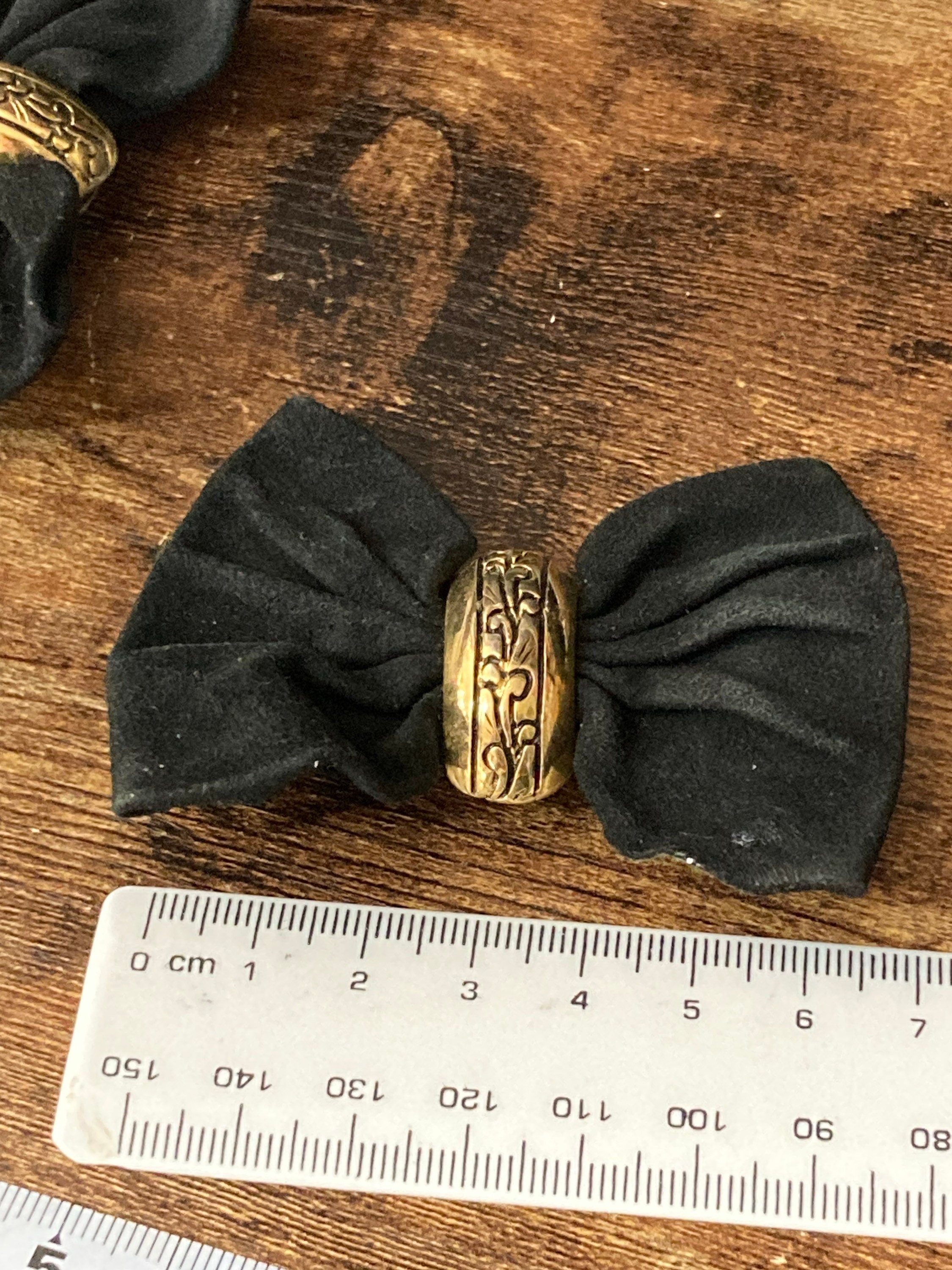 Vintage black suede gold metal high quality pair of BOW shoe clips