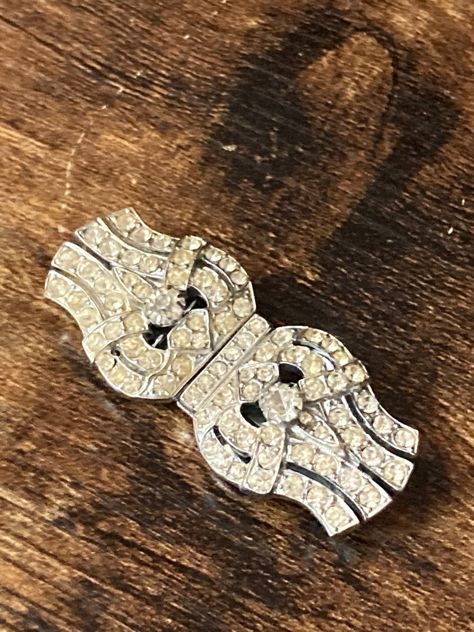 Diamanté Duette Dress Clip combination Brooch Art Deco