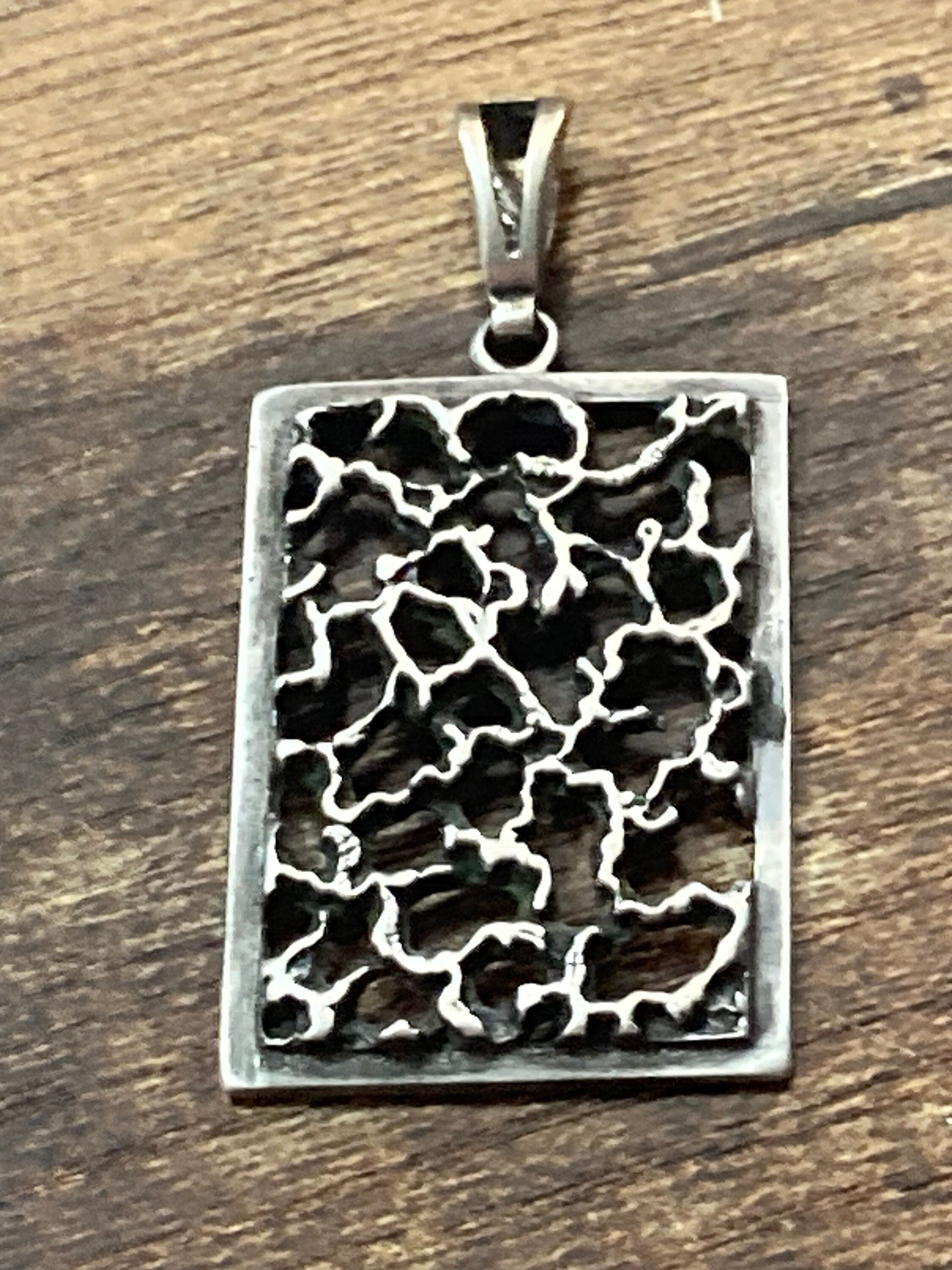 Vintage 835 continental Silver brutalist 5cm rectangular pendant