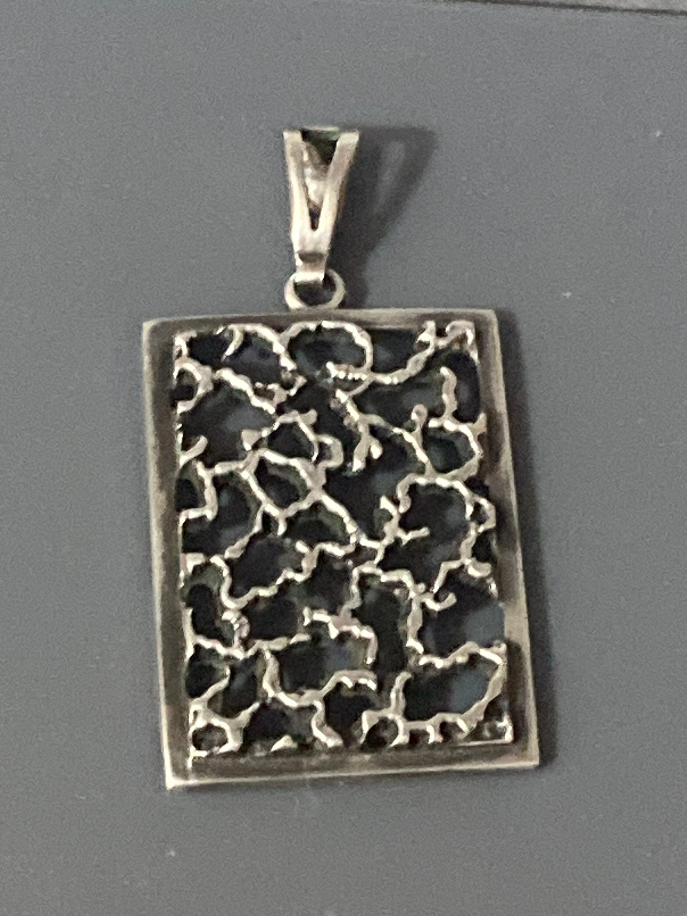 Vintage 835 continental Silver brutalist 5cm rectangular pendant