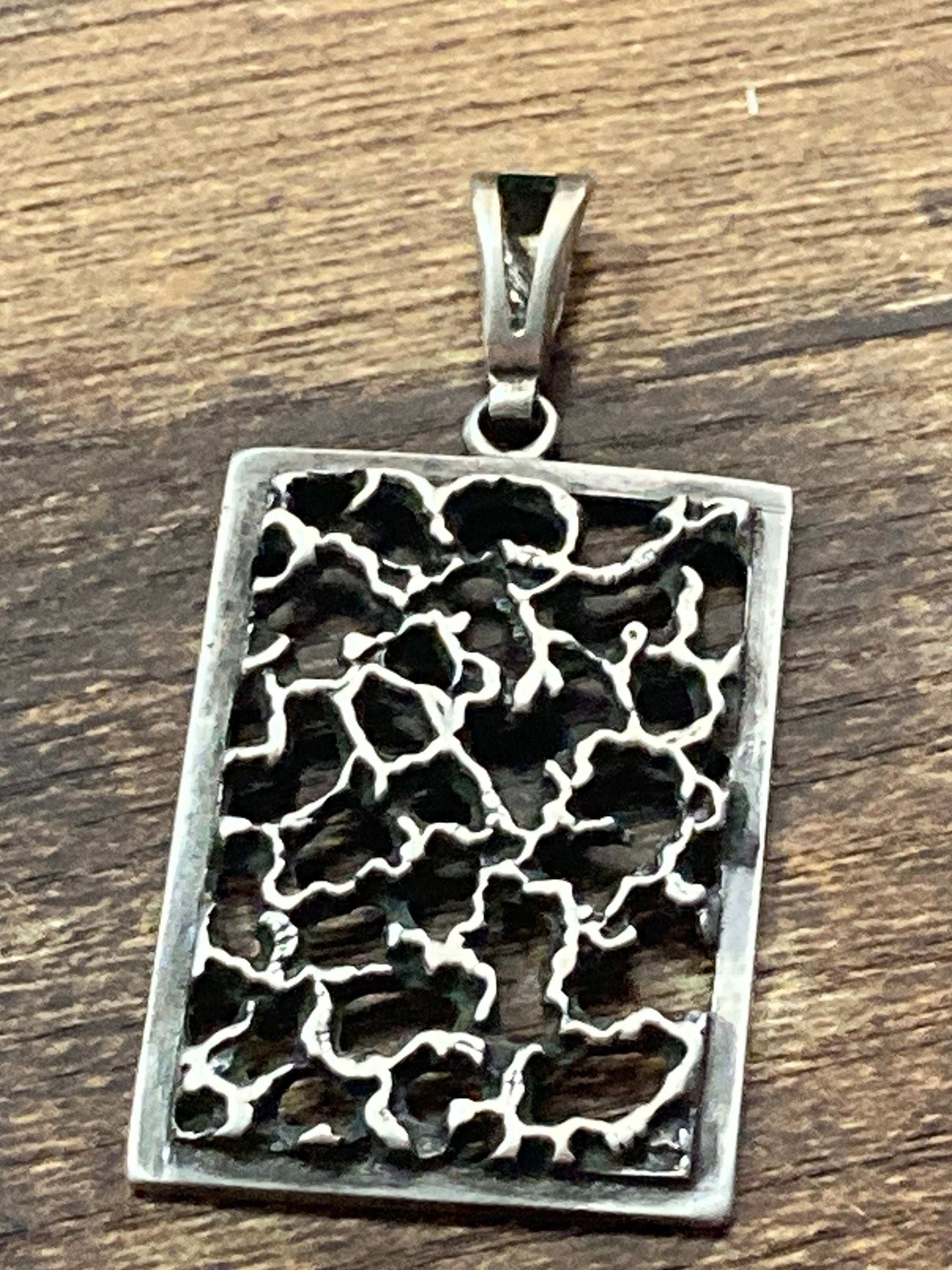 Vintage 835 continental Silver brutalist 5cm rectangular pendant