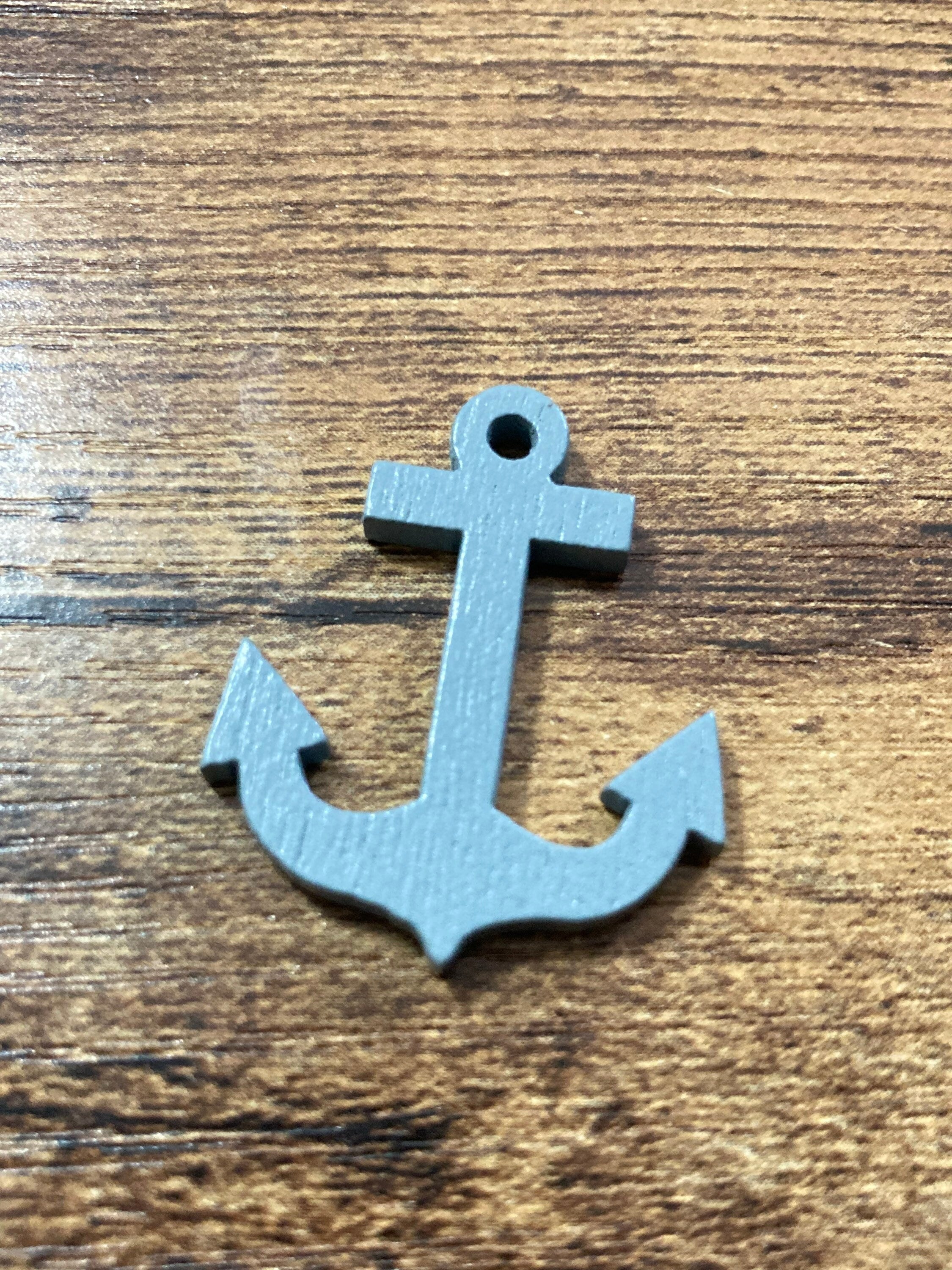 miniature grey wooden ships anchor seaside cake topper decoration craft 3 x 2.5cm scenery