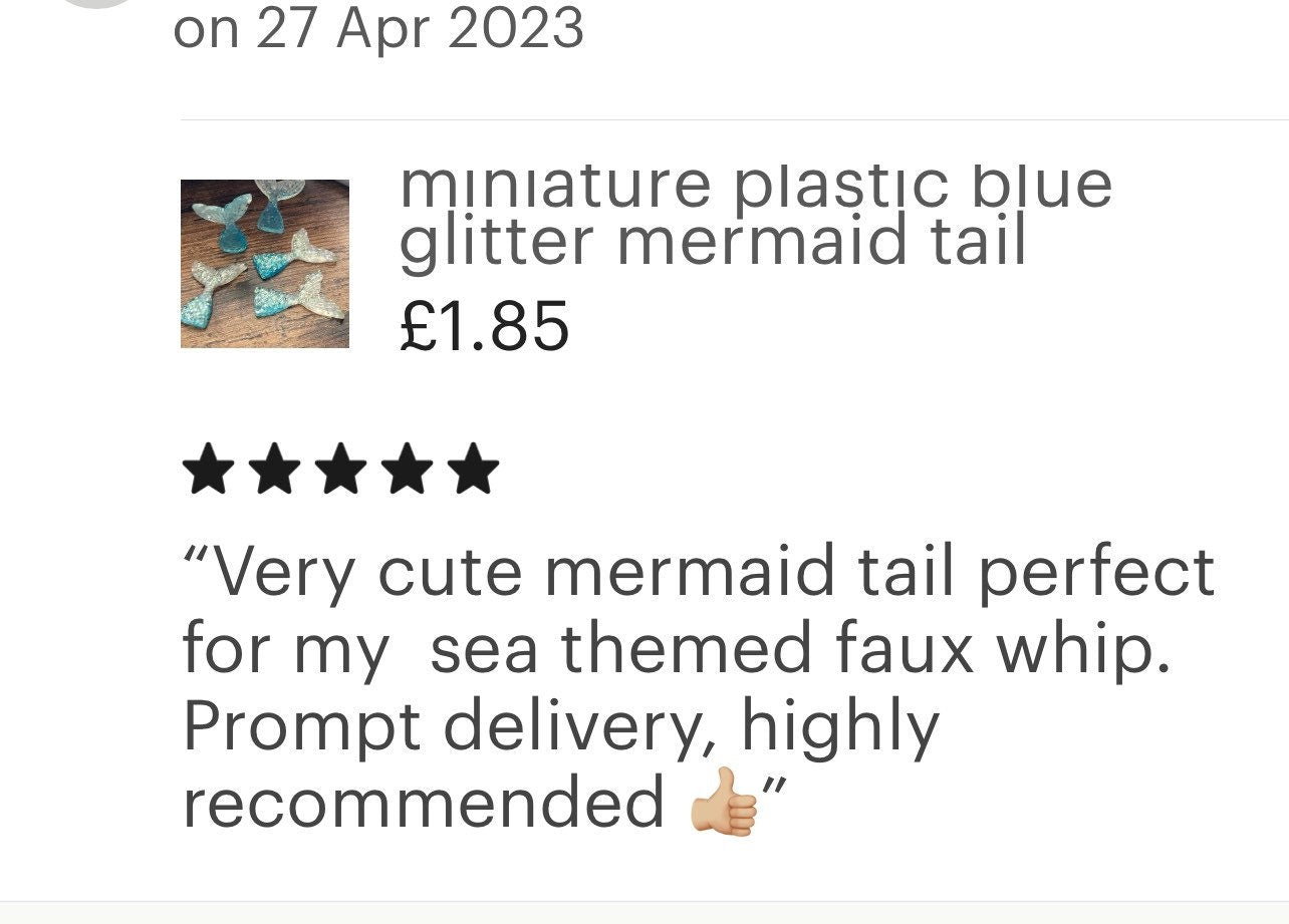 mini PINK mermaid tail cake topper miniature plastic blue glitter scenery decoration fish