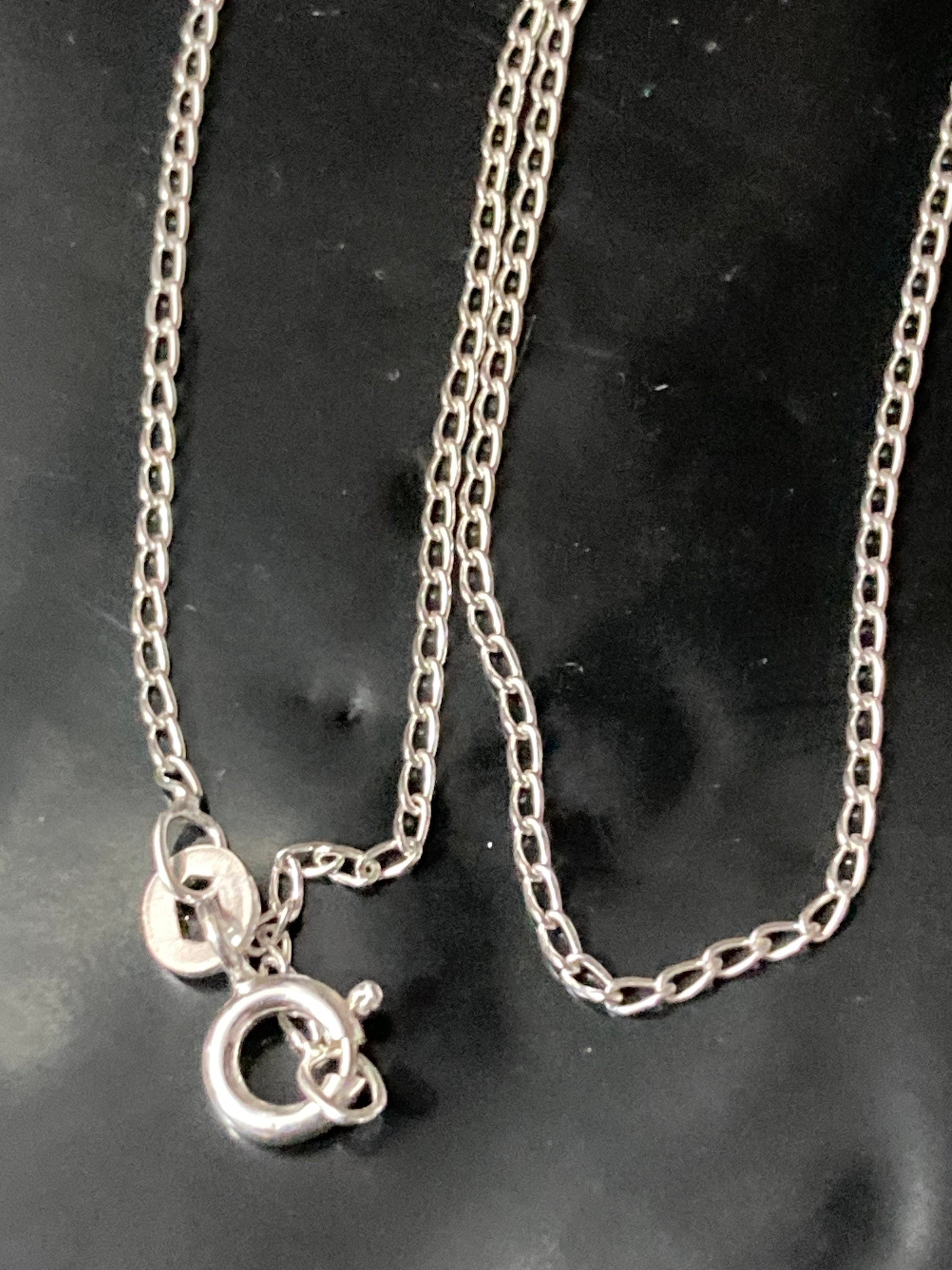 Young girls 925 sterling silver fine plain chain 35cm