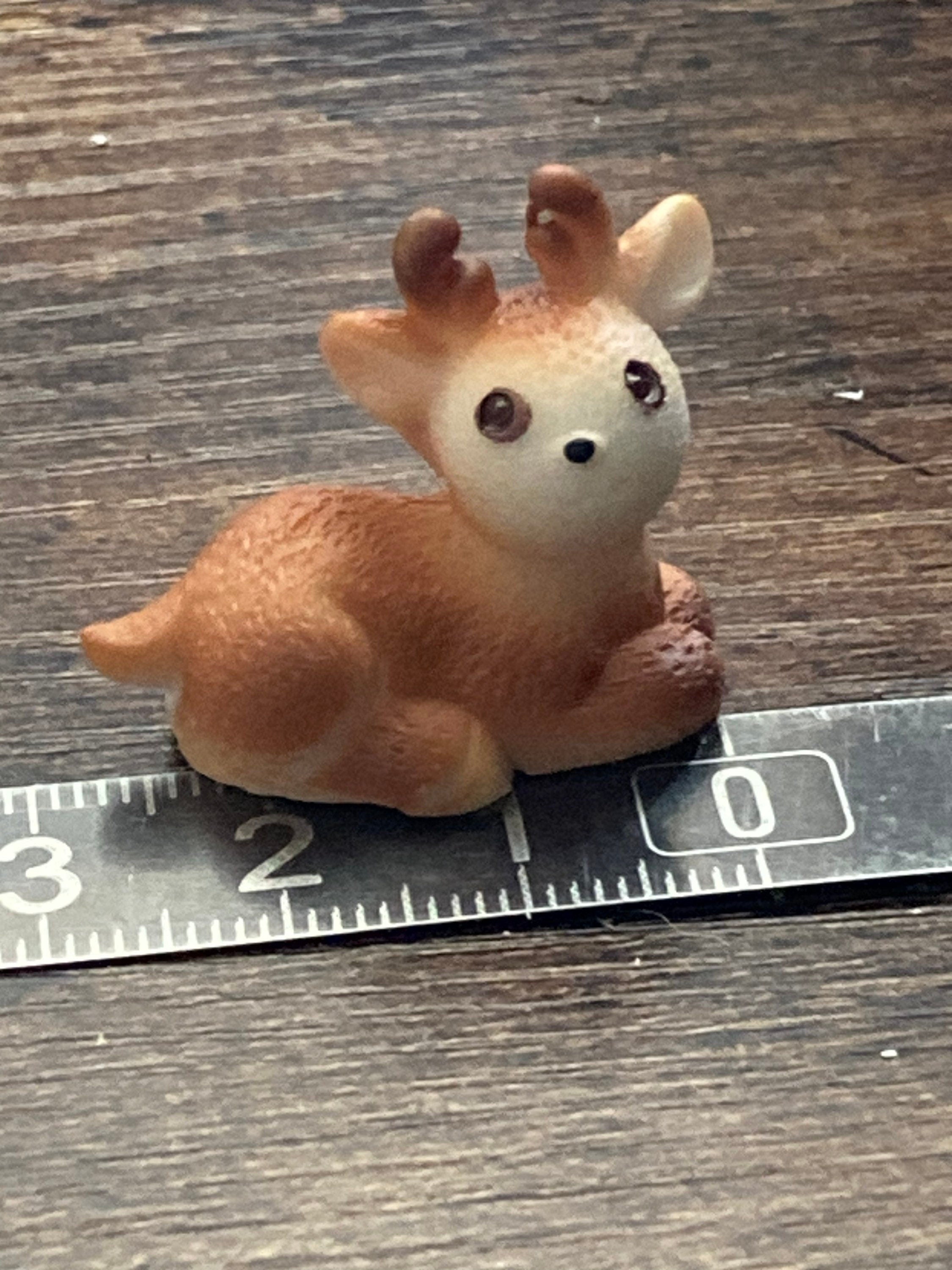 Miniature cute Bambi deer christmas cake topper decoration, reusable plastic