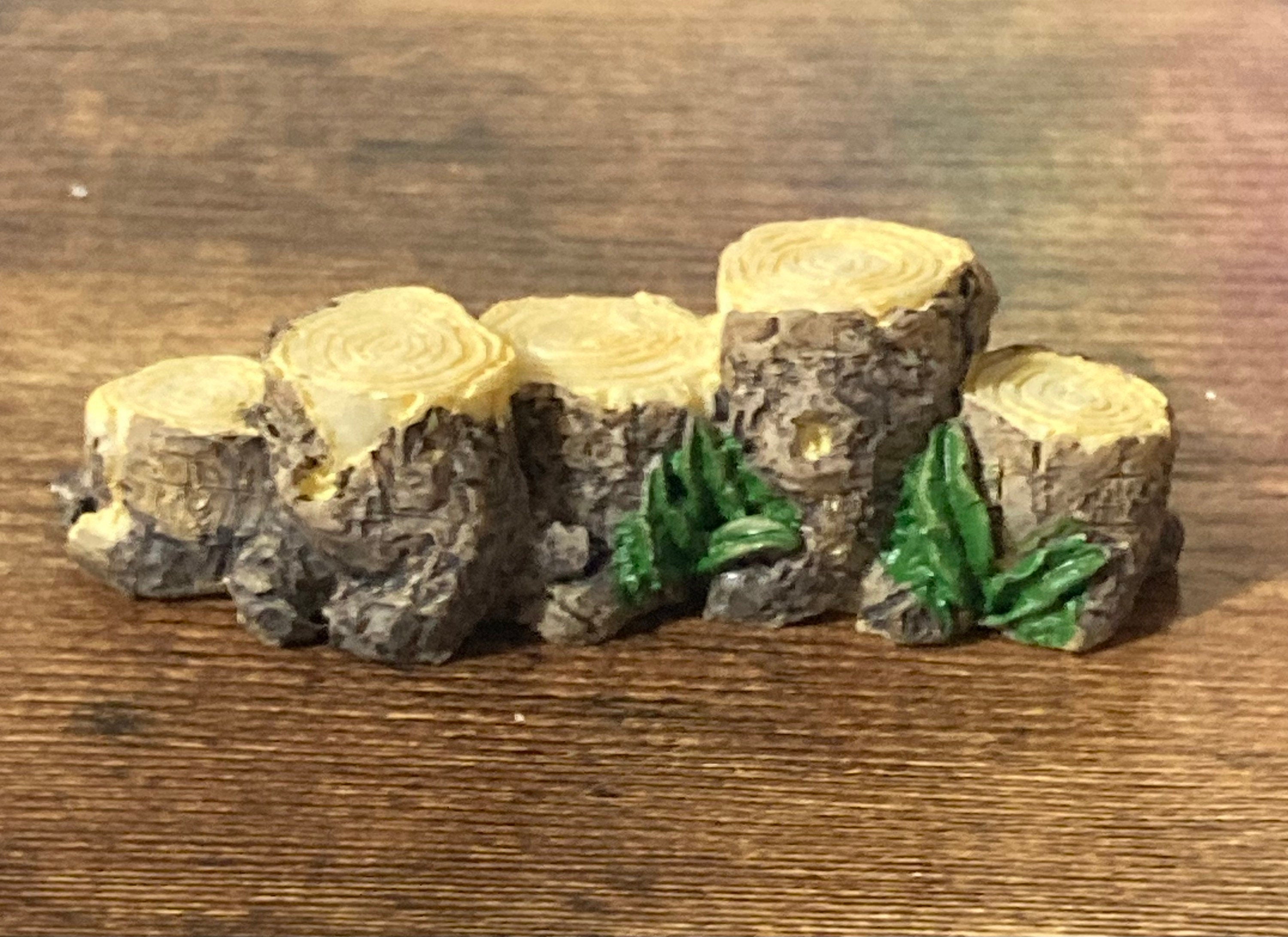 BROWN Miniature woodland tree stumps wooden logs Resin Cake topper scenery decoration