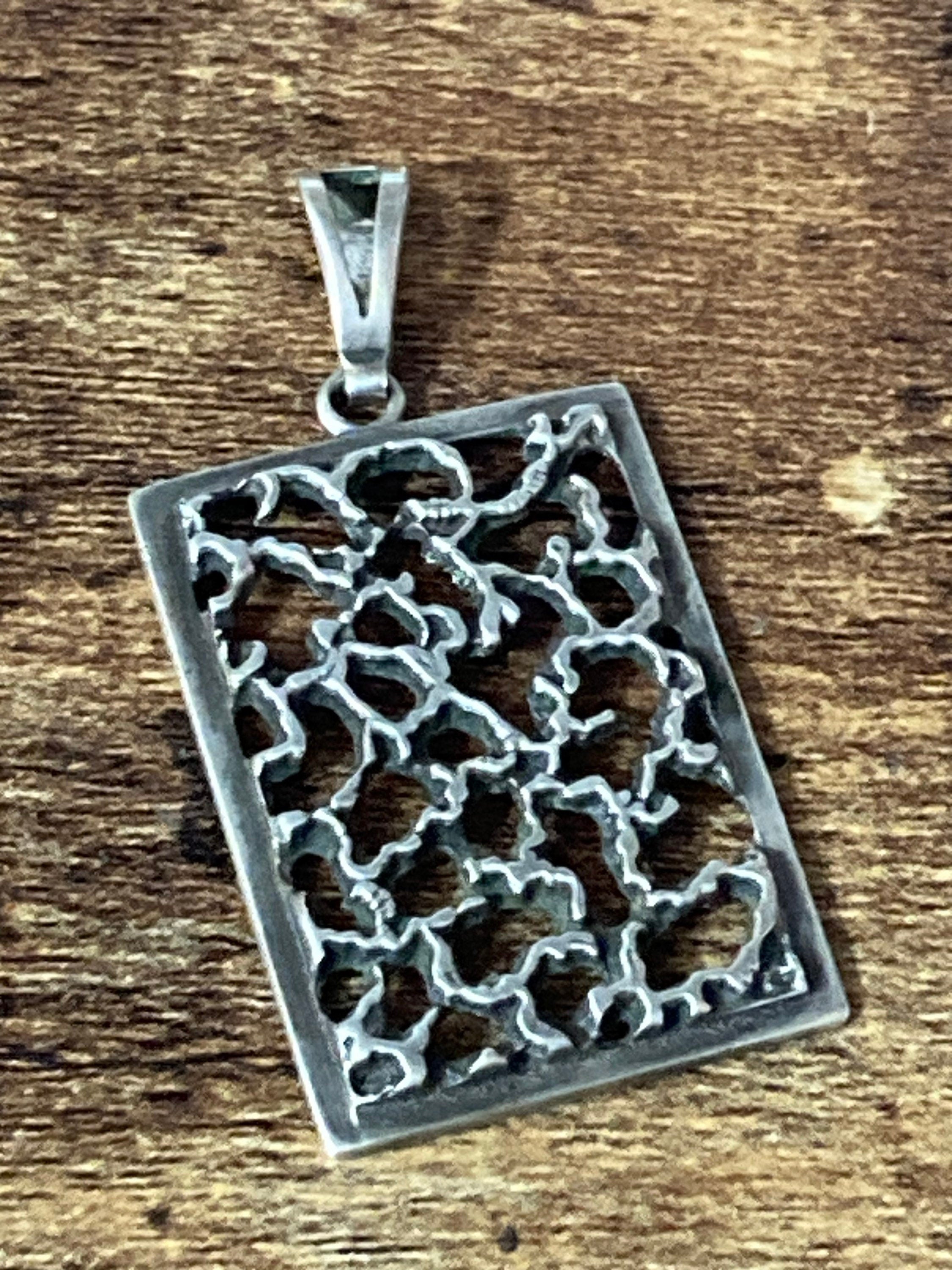 Vintage 835 continental Silver brutalist 5cm rectangular pendant