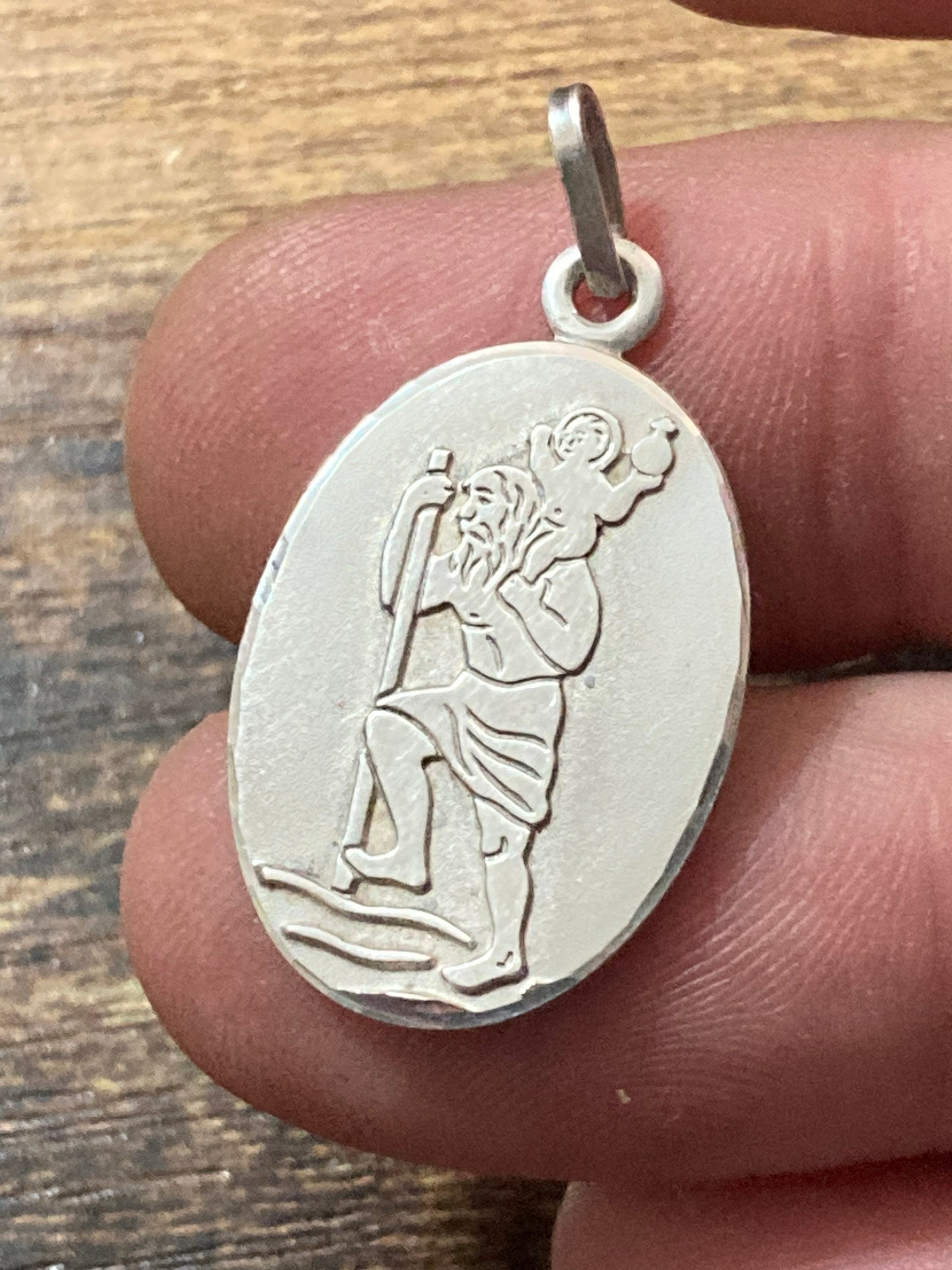 925 sterling silver St Christopher pendant Charm the patron saint of travellers