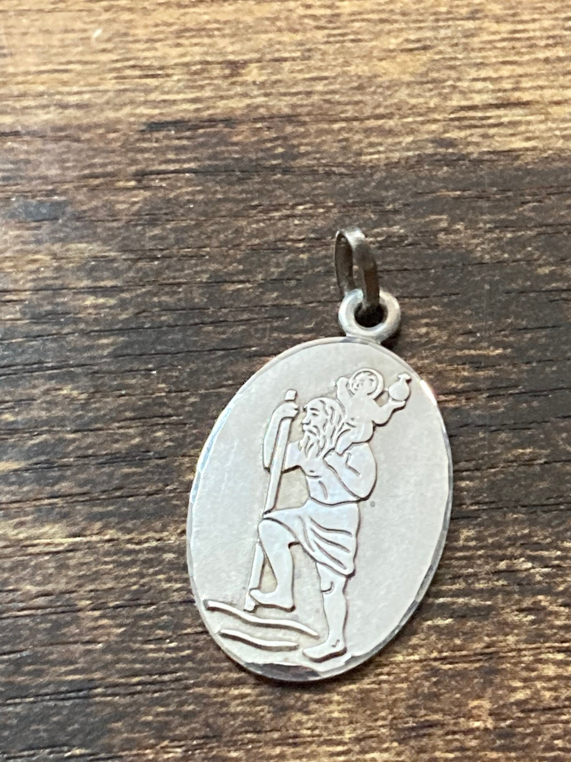 925 sterling silver St Christopher pendant Charm the patron saint of travellers