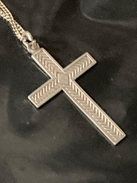 925 Sterling silver plain religious cross pendant necklace on chain