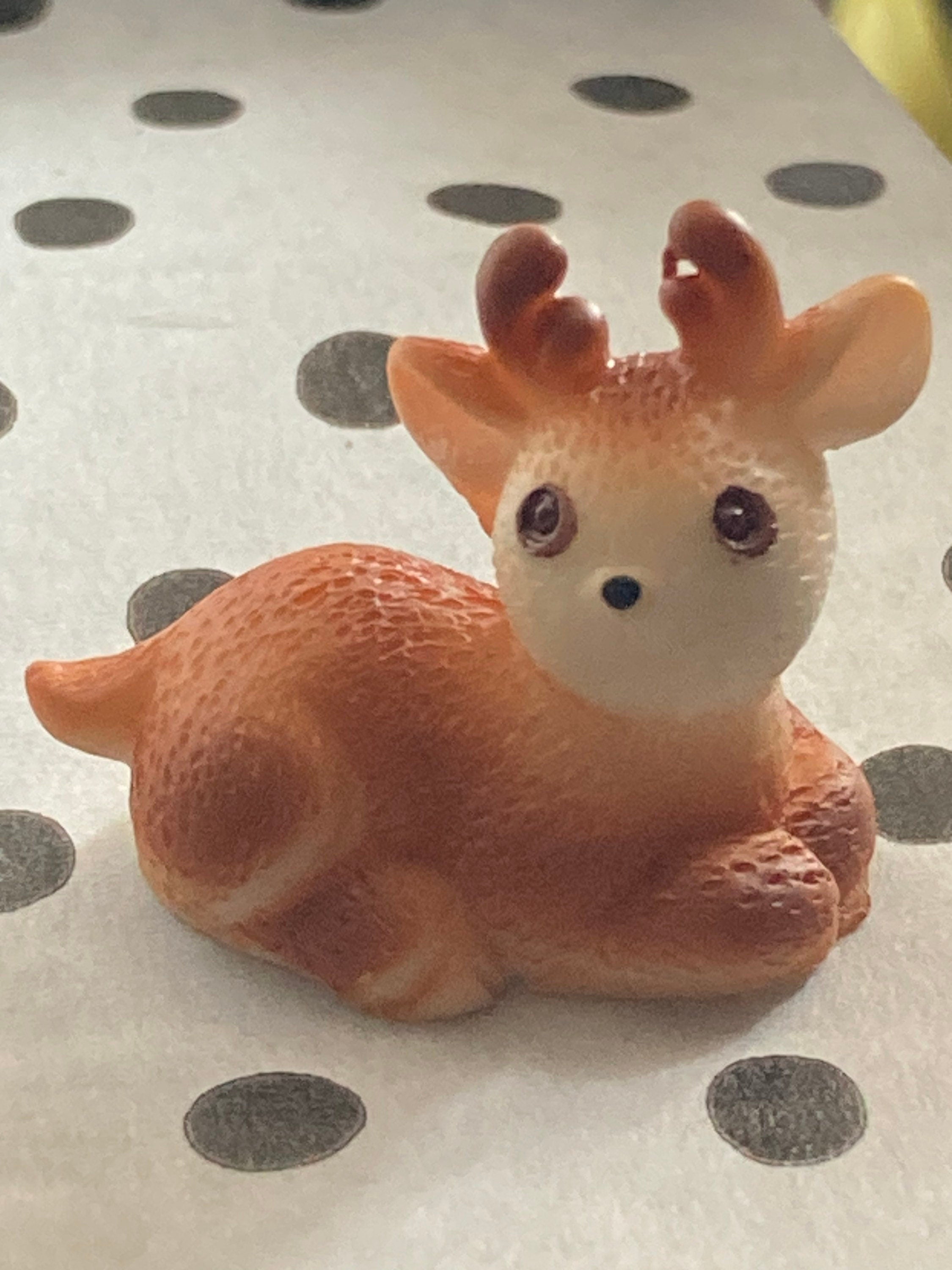 Miniature cute Bambi deer christmas cake topper decoration, reusable plastic