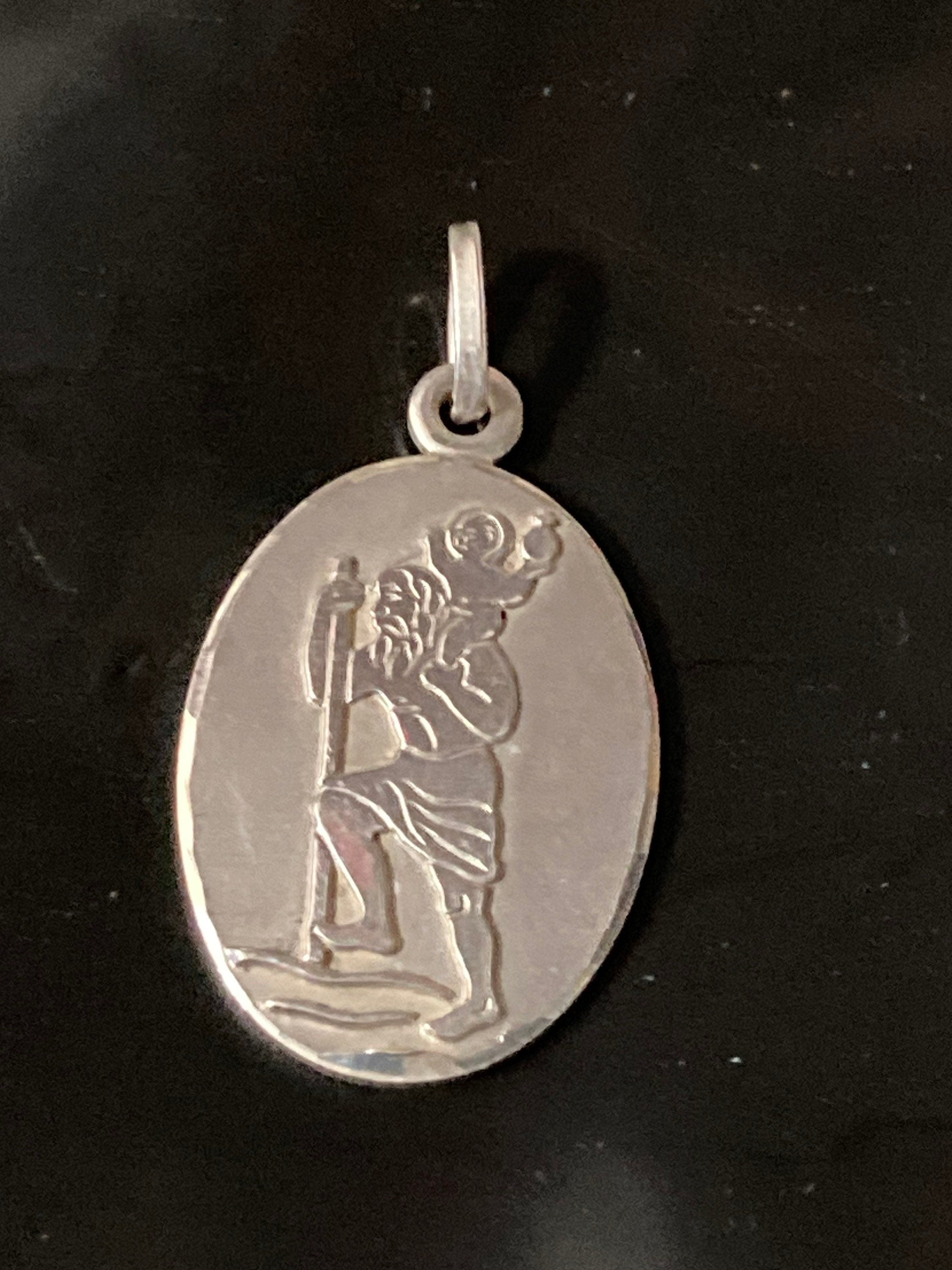 925 sterling silver St Christopher pendant Charm the patron saint of travellers