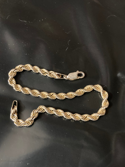 Vintage 925 Sterling silver fancy ornate link rope chain bracelet 19.5 5 grams