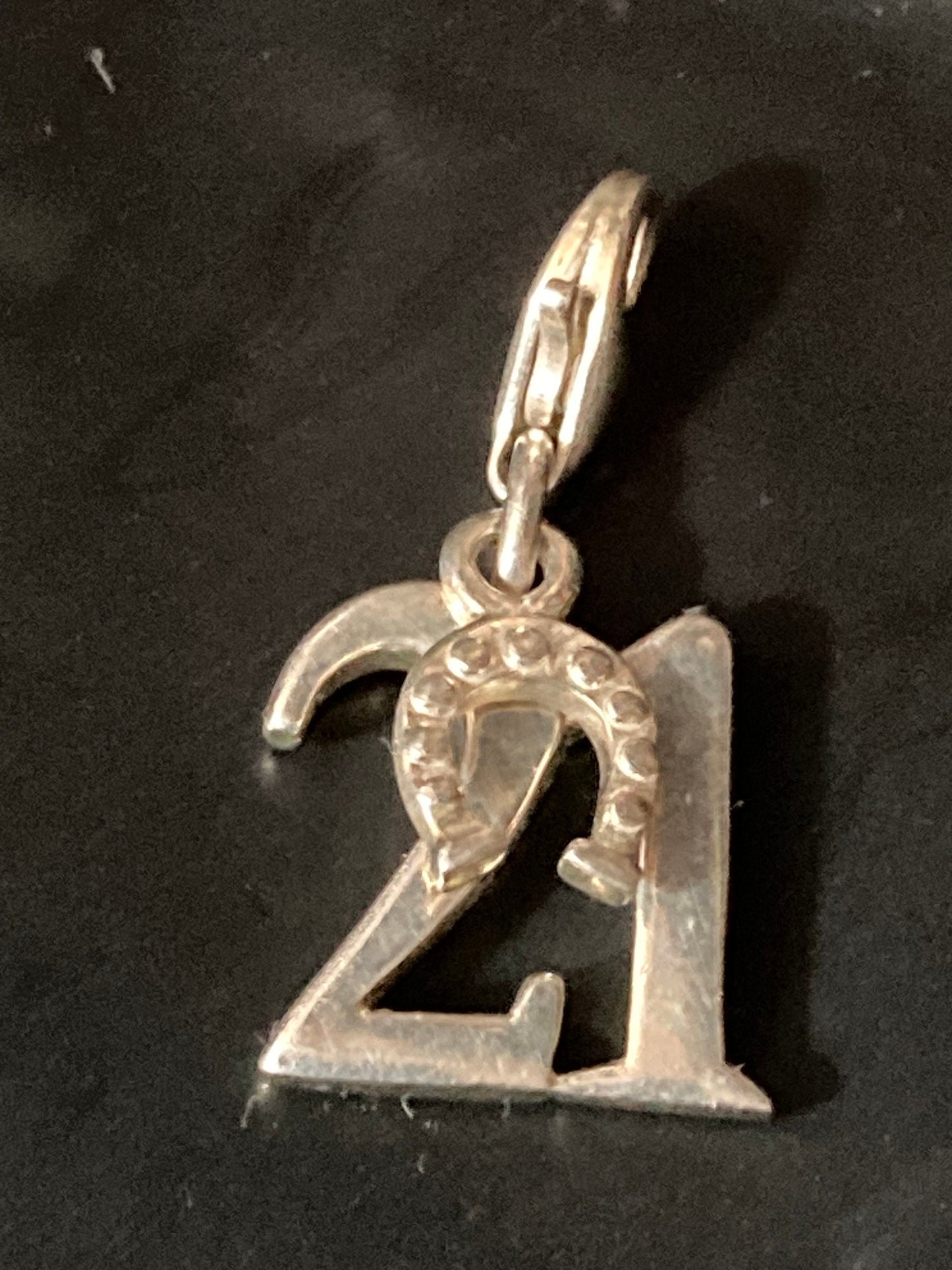 21st birthday charm pendant 925 sterling silver and lucky horseshoe