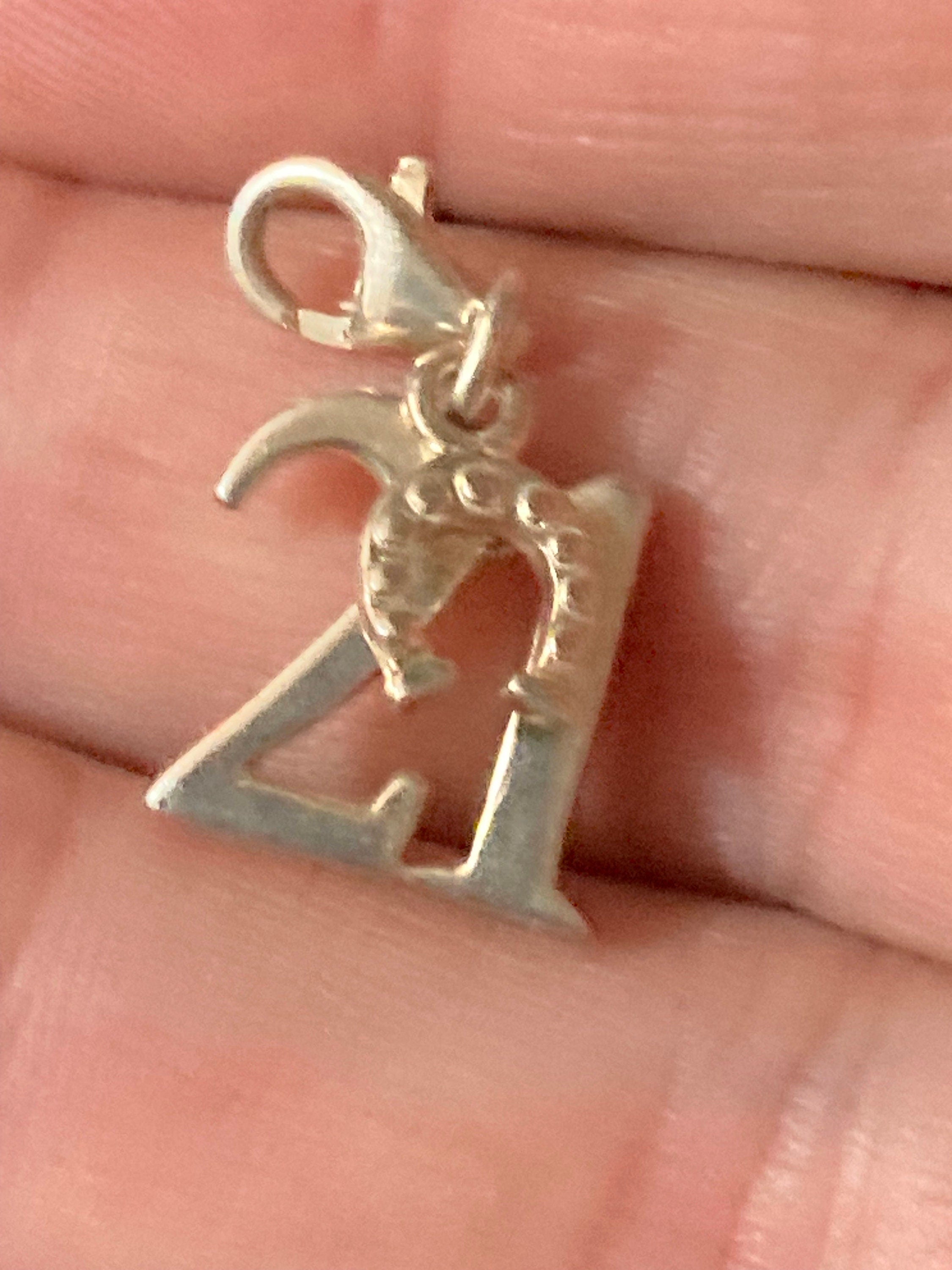 21st birthday charm pendant 925 sterling silver and lucky horseshoe