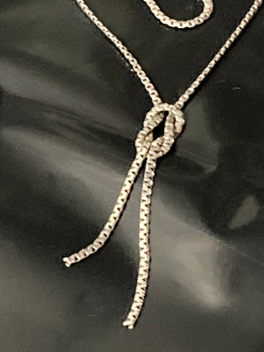 925 Sterling silver box chain knot necklace 39cm 5.7 grams