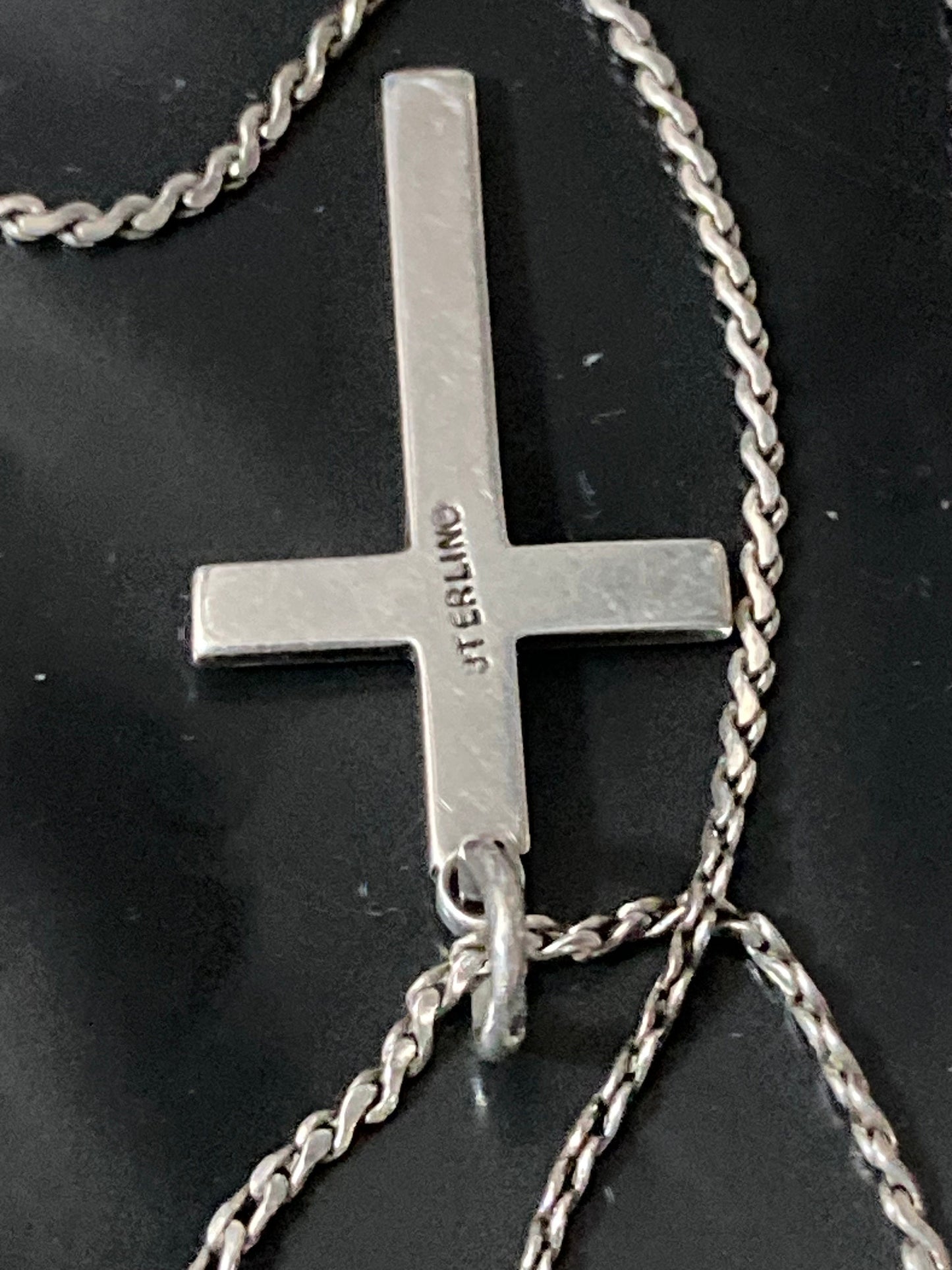 925 Sterling silver etched religious cross pendant necklace on chain