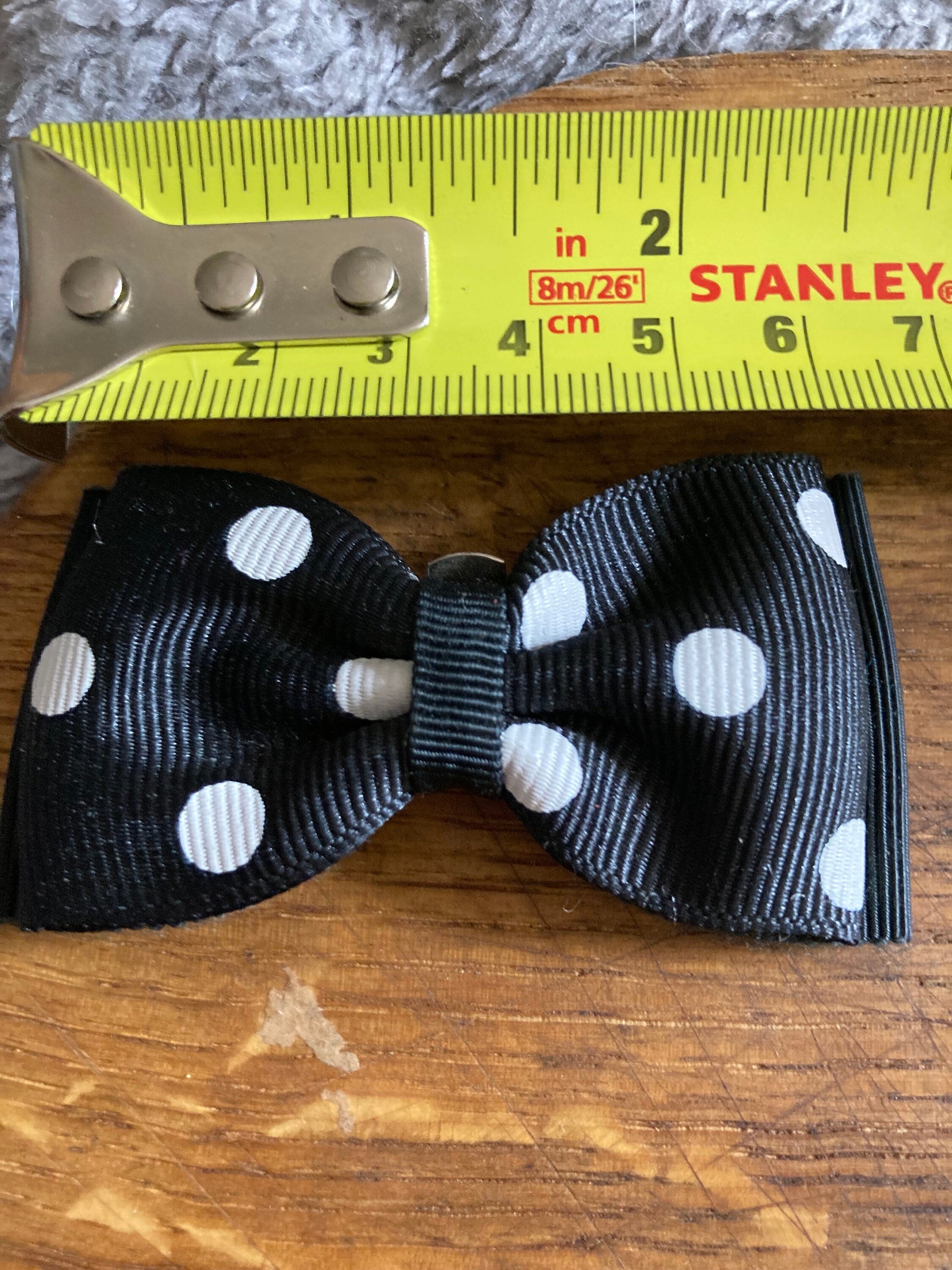 pair of Black and white monochrome GROSGRAIN ribbon polka dot spotty BOW shoe clips