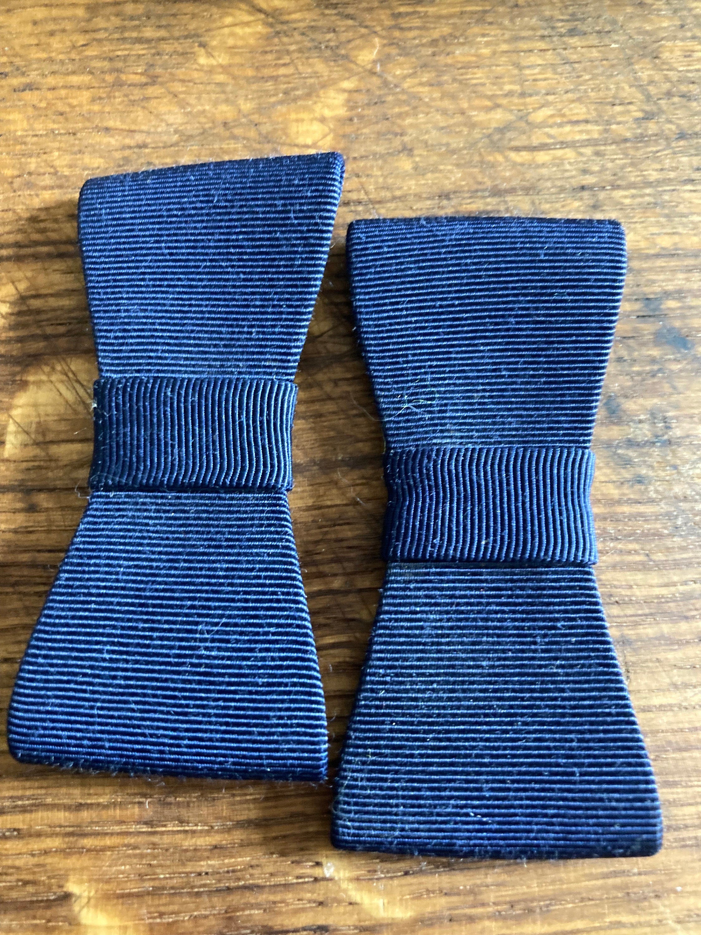 Vintage pair of navy blue GROSGRAIN ribbon BOW shoe clips