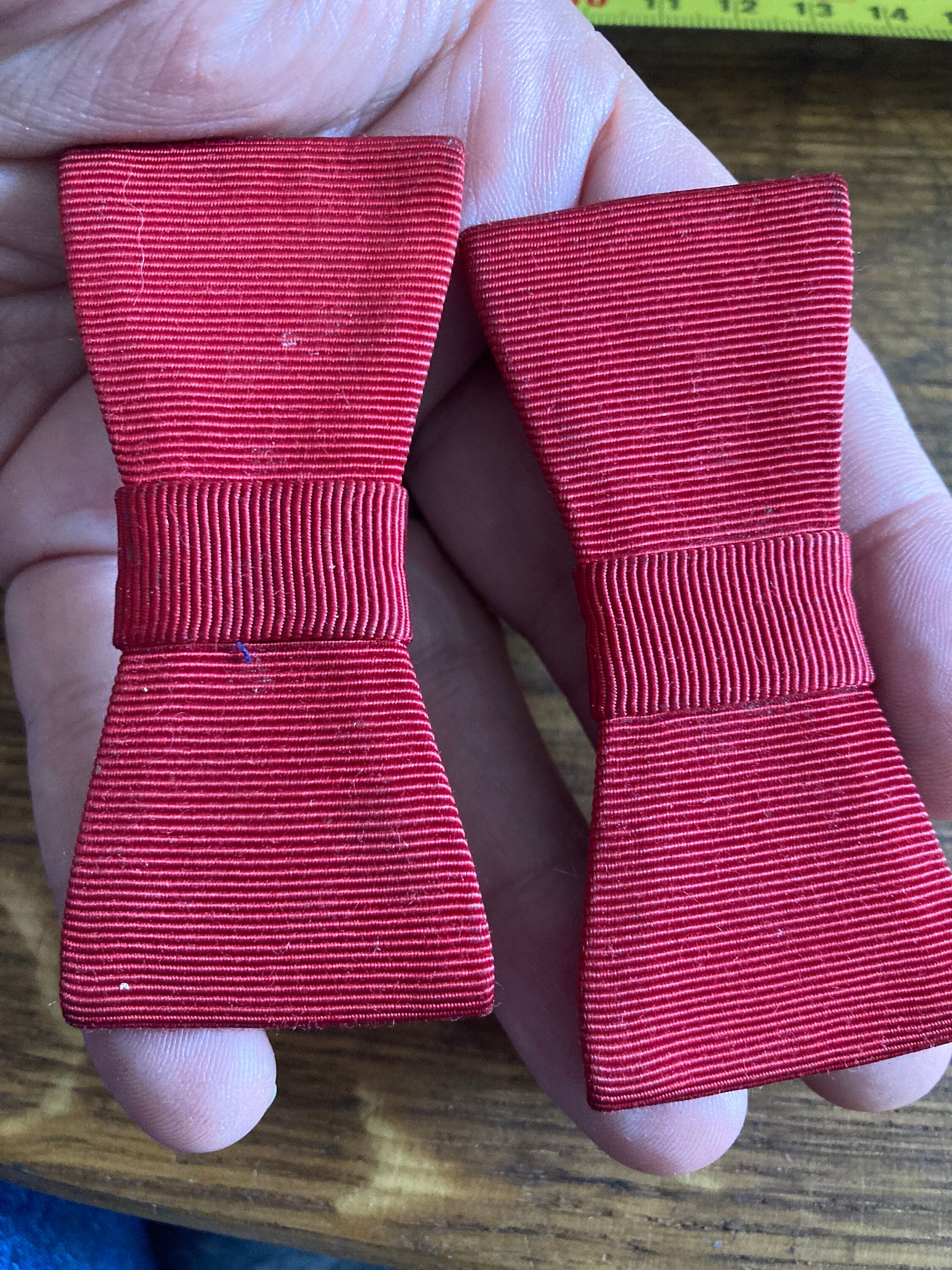 Vintage pair of red GROSGRAIN ribbon BOW shoe clips