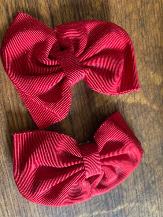 Vintage pair of red GROSGRAIN ribbon BOW shoe clips