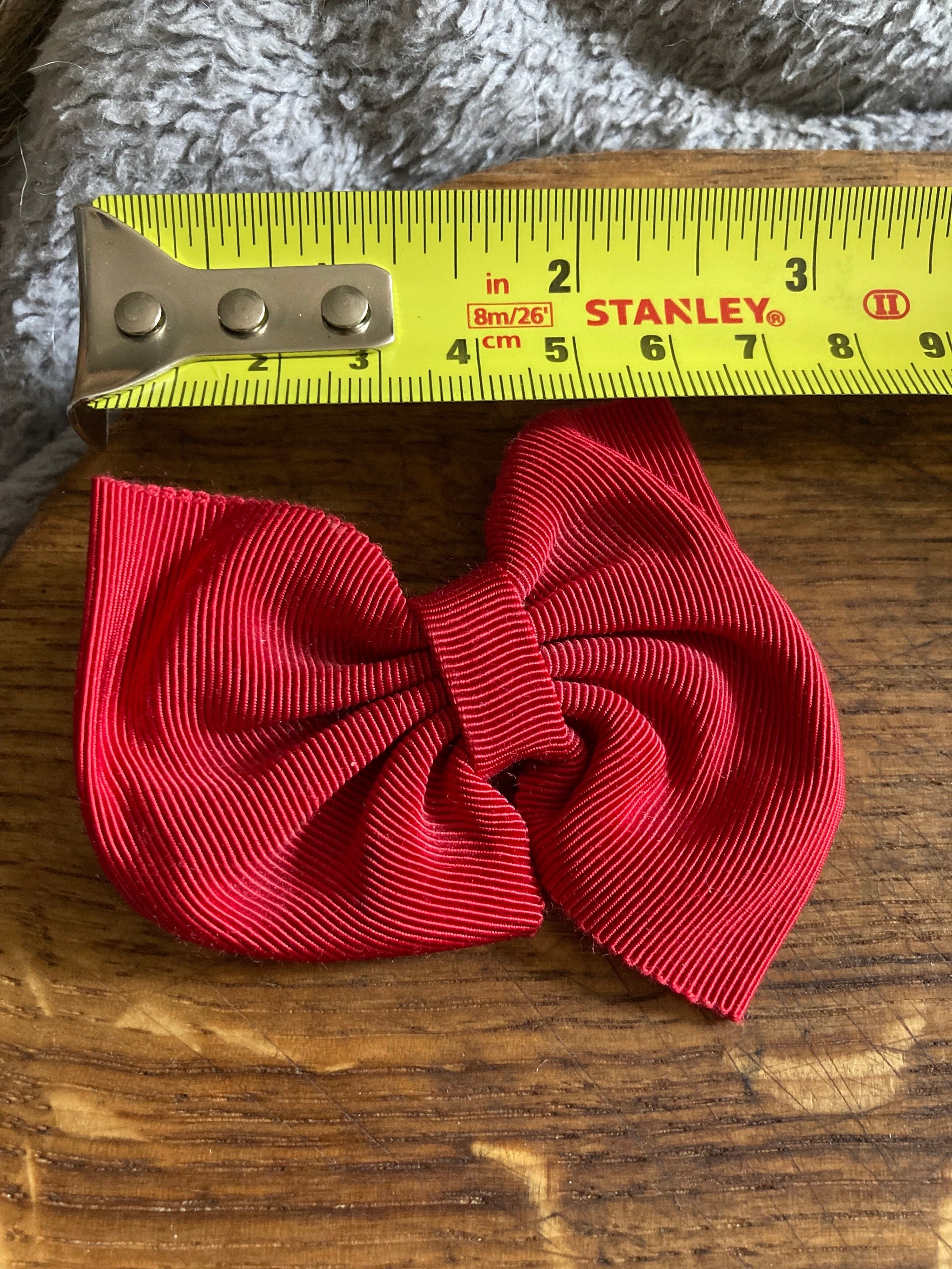 Vintage pair of red GROSGRAIN ribbon BOW shoe clips