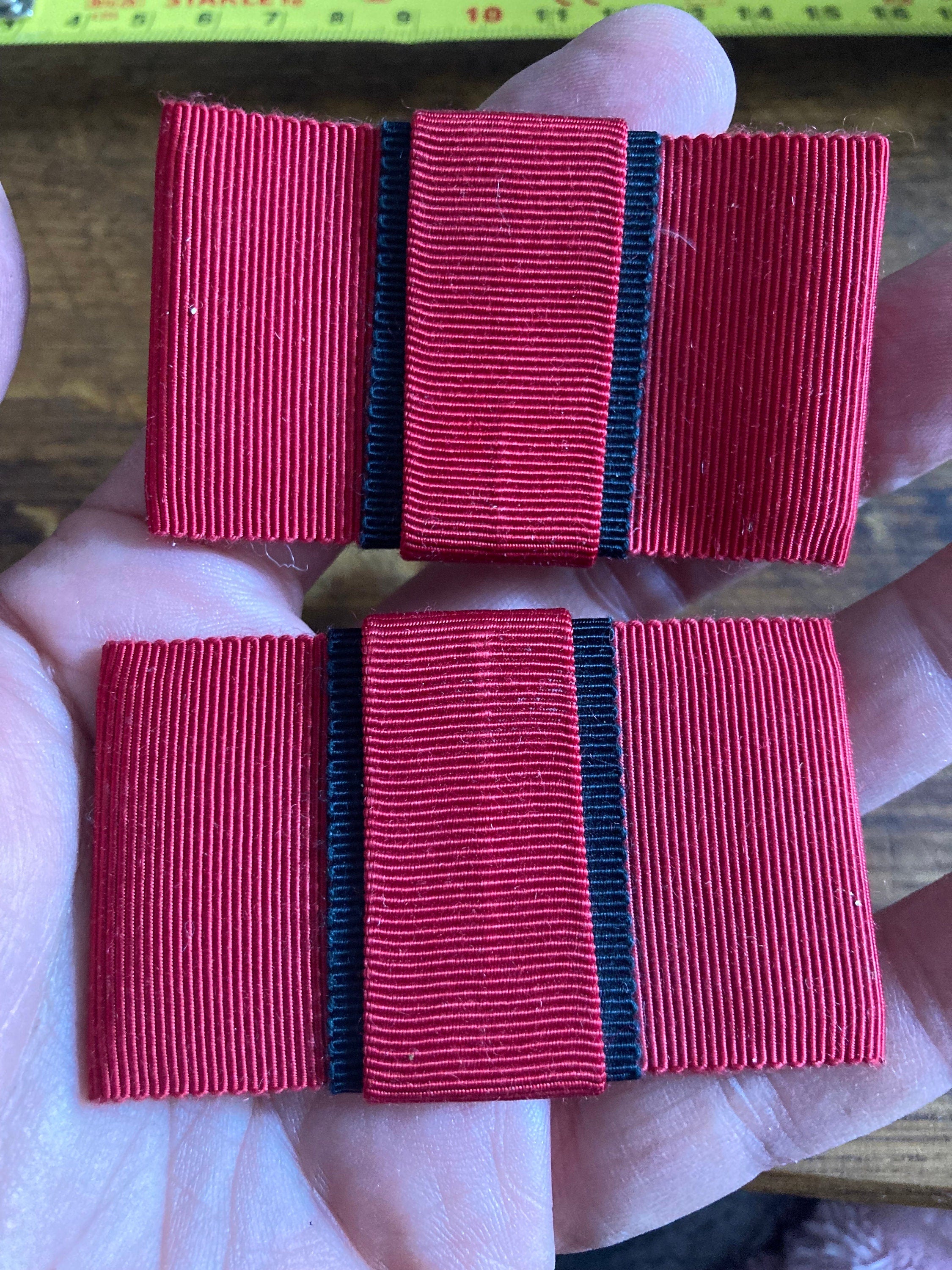 Vintage pair of bright red and black GROSGRAIN ribbon BOW shoe clips