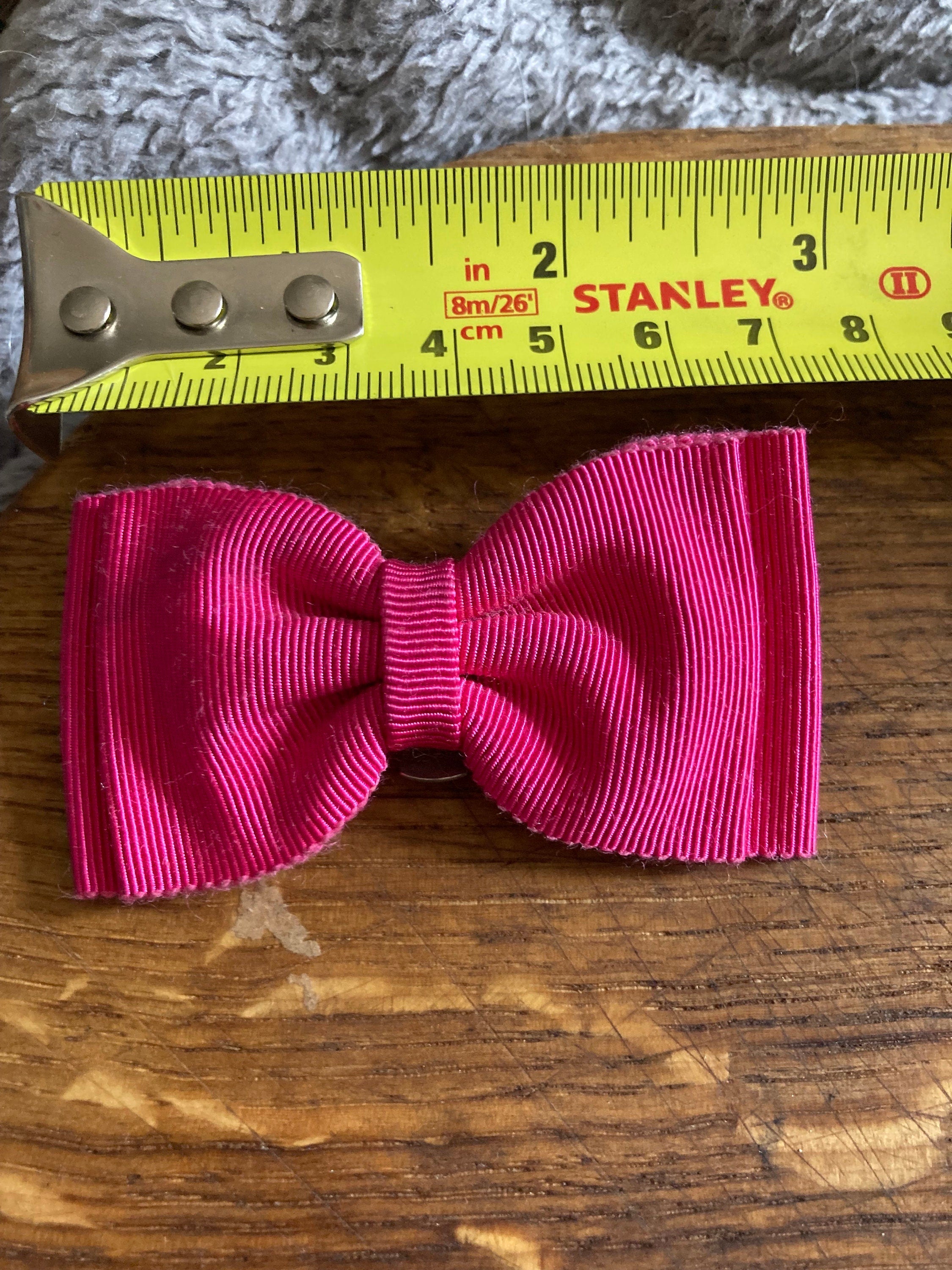 Vintage pair of bright pink GROSGRAIN ribbon BOW shoe clips