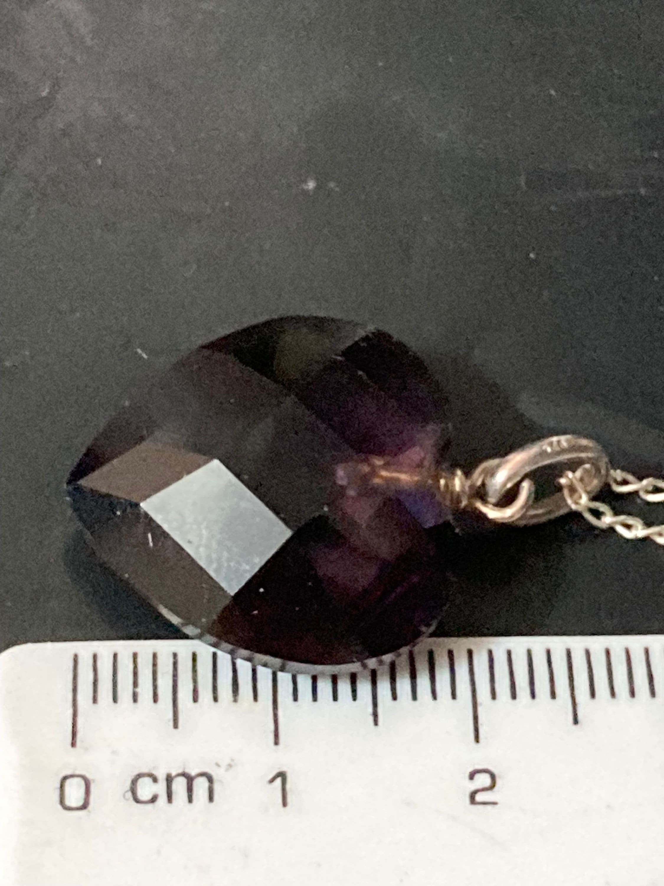 Purple amethyst faceted cut LOVE HEART gemstone pendant sterling 925 silver on 46cm fine chain