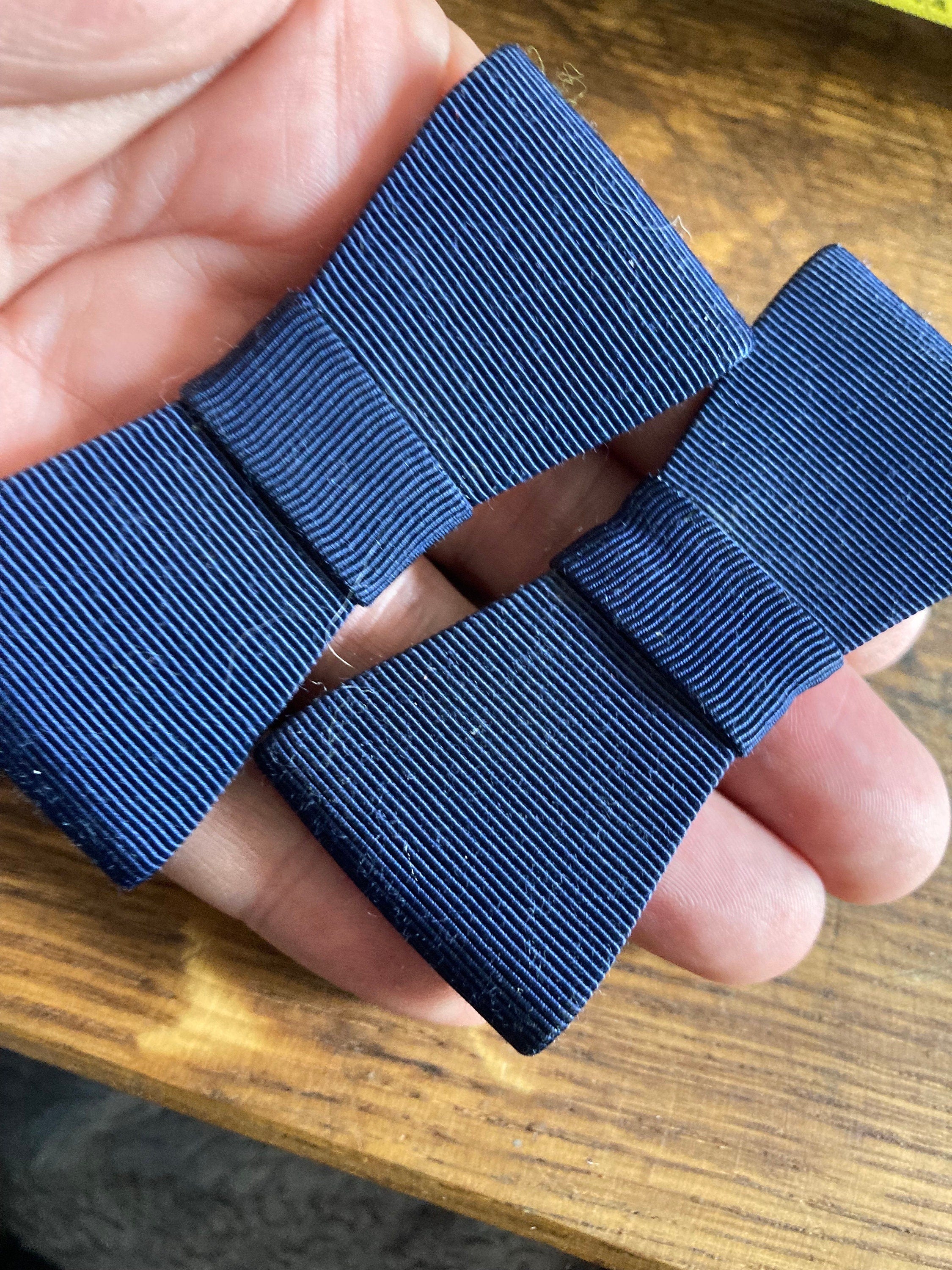 Vintage pair of navy blue GROSGRAIN ribbon BOW shoe clips