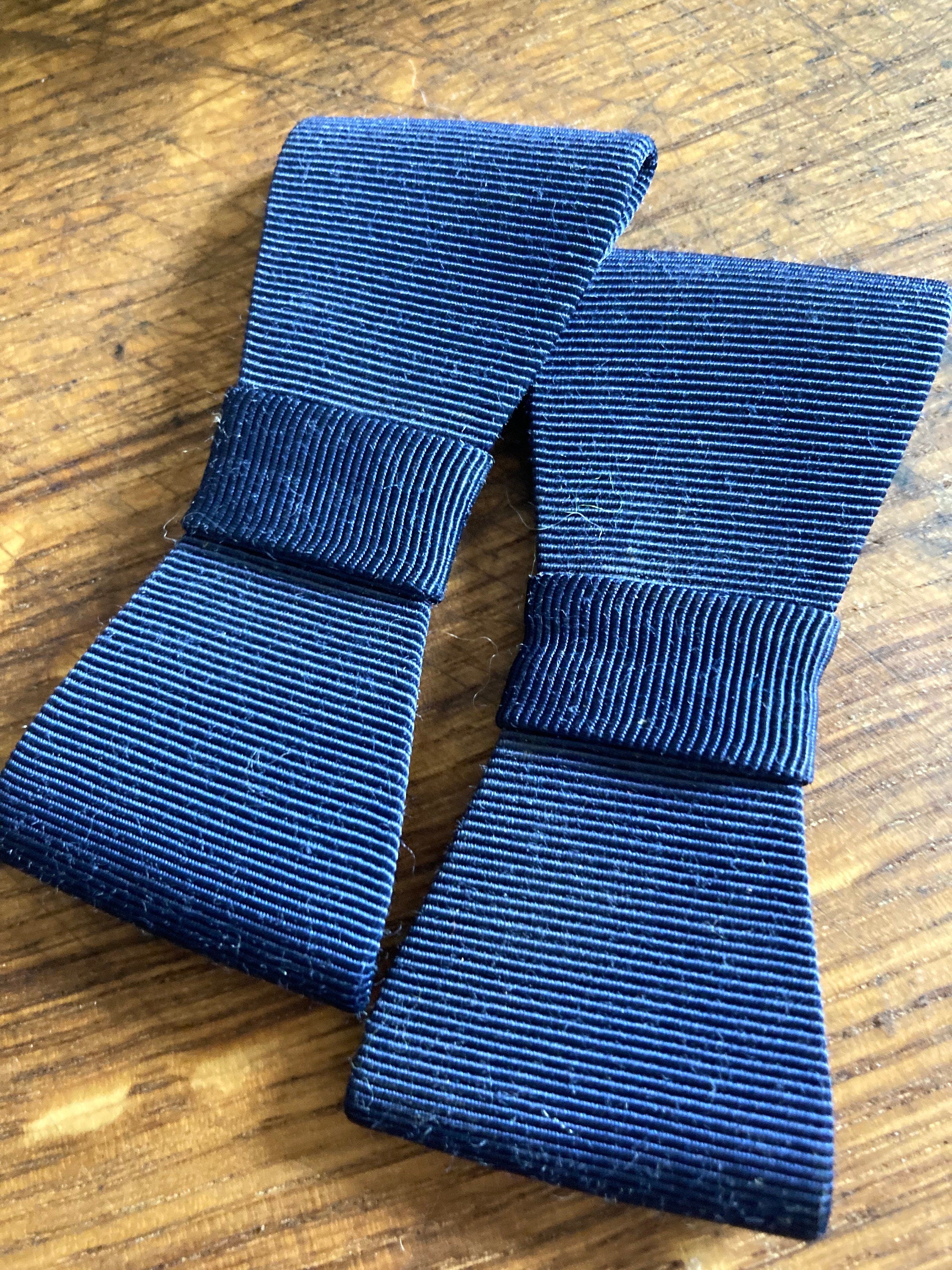 Vintage pair of navy blue GROSGRAIN ribbon BOW shoe clips