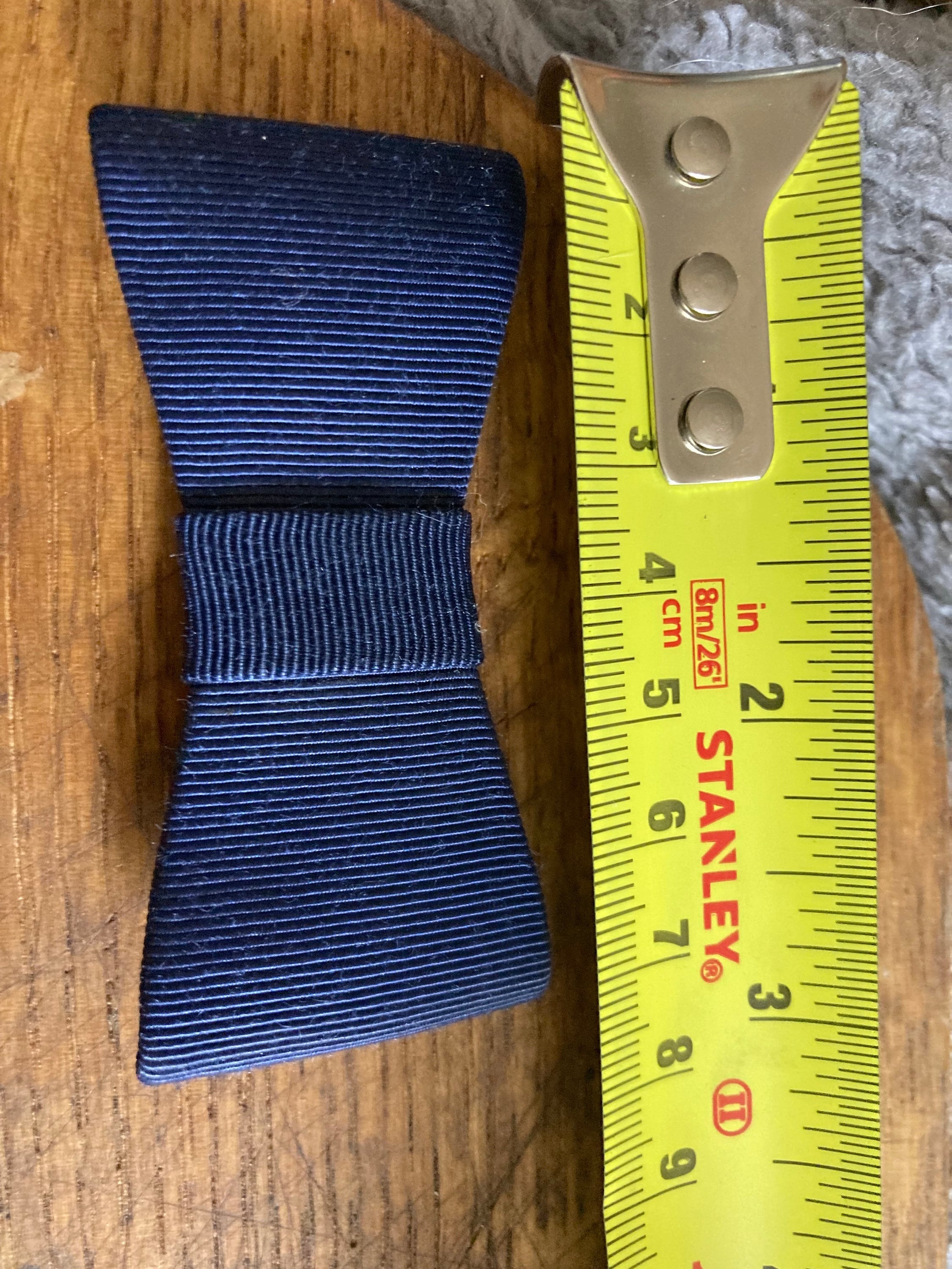 Vintage pair of navy blue GROSGRAIN ribbon BOW shoe clips