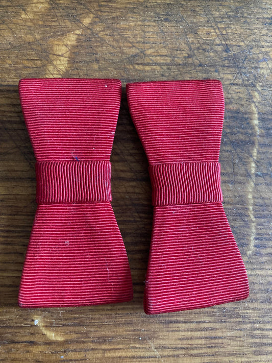 Vintage pair of red GROSGRAIN ribbon BOW shoe clips