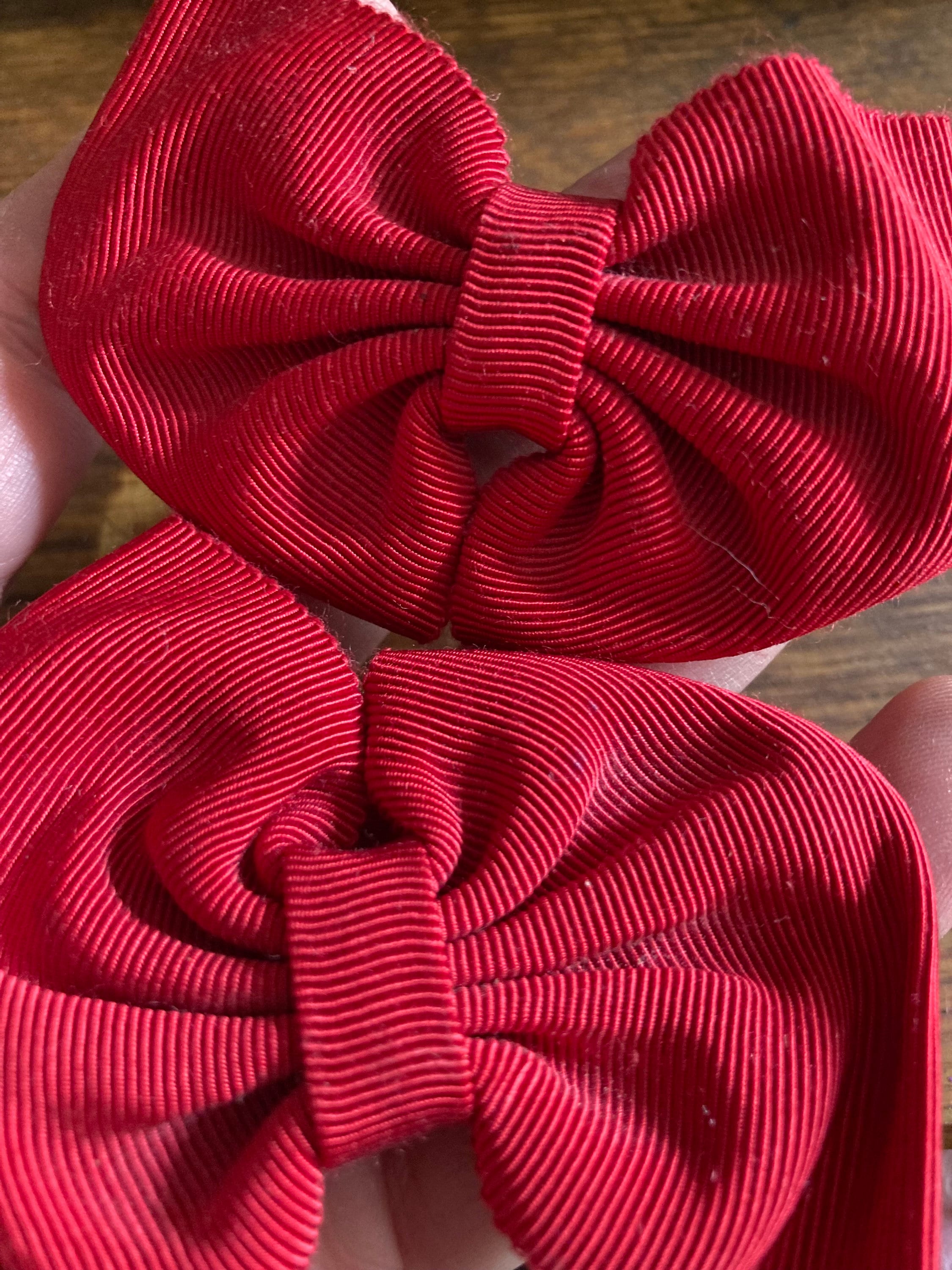 Vintage pair of red GROSGRAIN ribbon BOW shoe clips