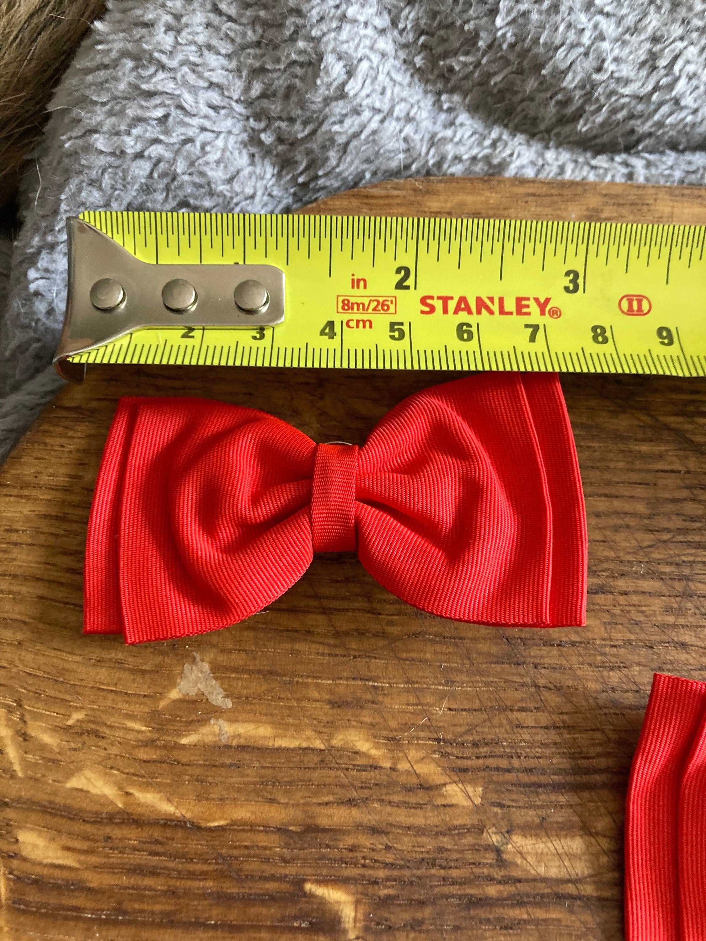 Vintage pair of bright red GROSGRAIN ribbon BOW shoe clips