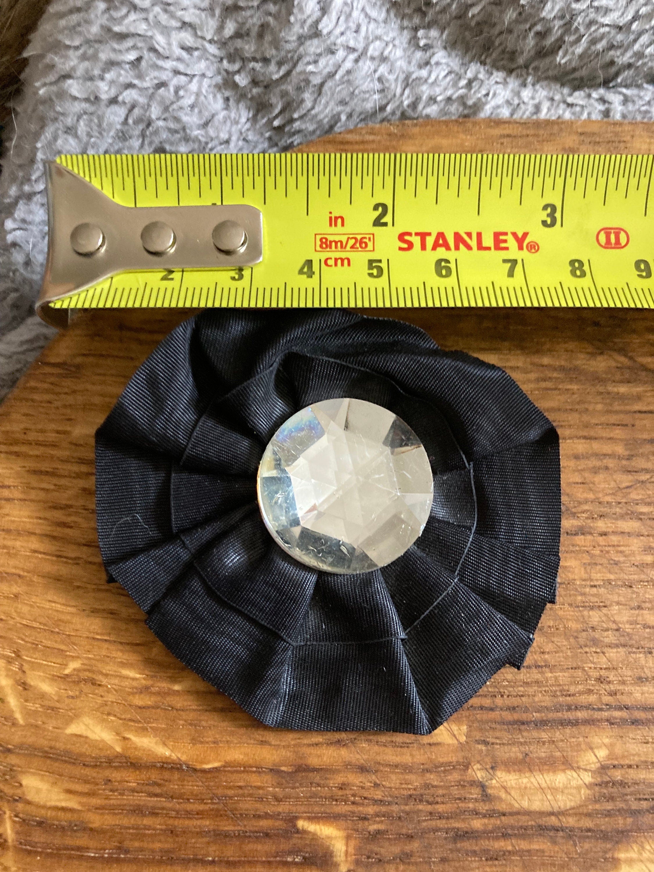 pair of Black GROSGRAIN diamanté rosette shoe clips