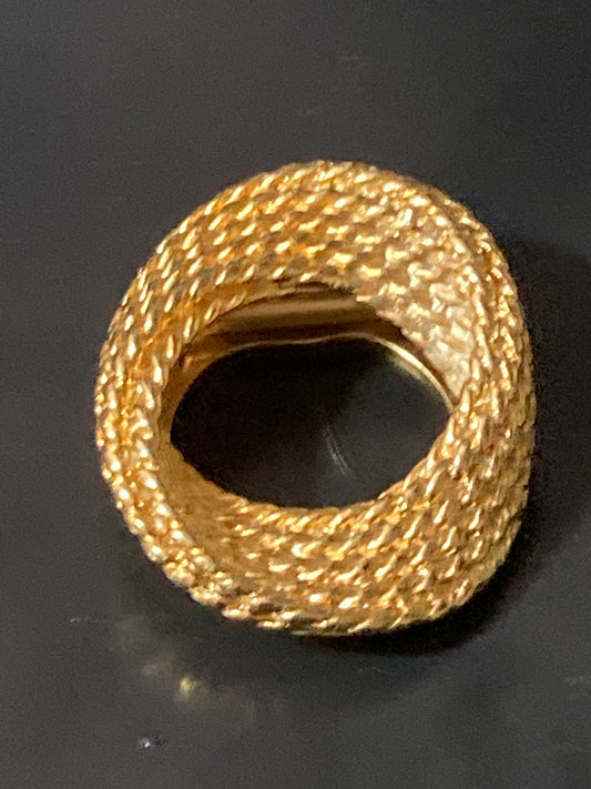 Vintage Gold Tone nautical rope edge Scarf Clip ring