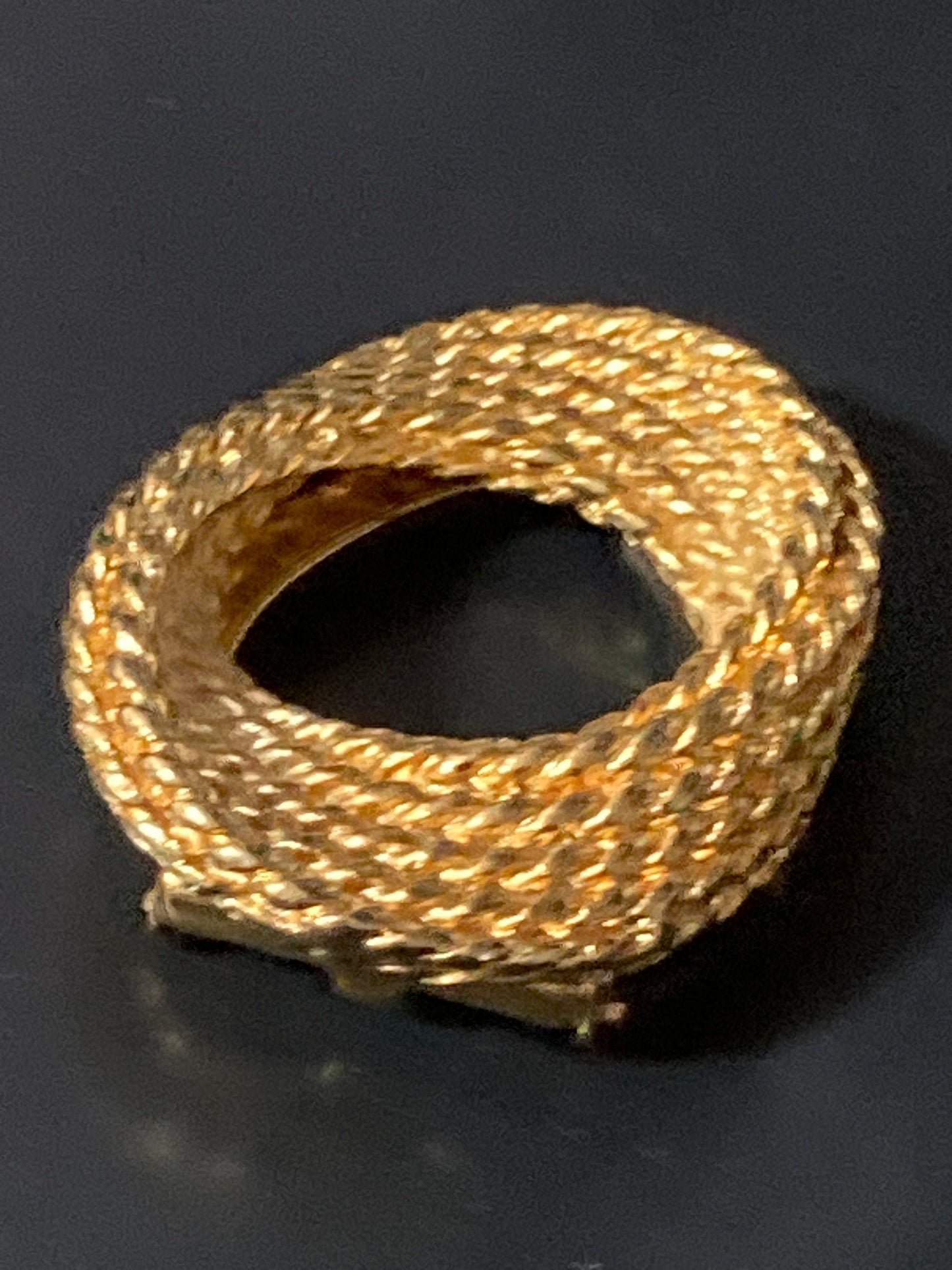 Vintage Gold Tone nautical rope edge Scarf Clip ring