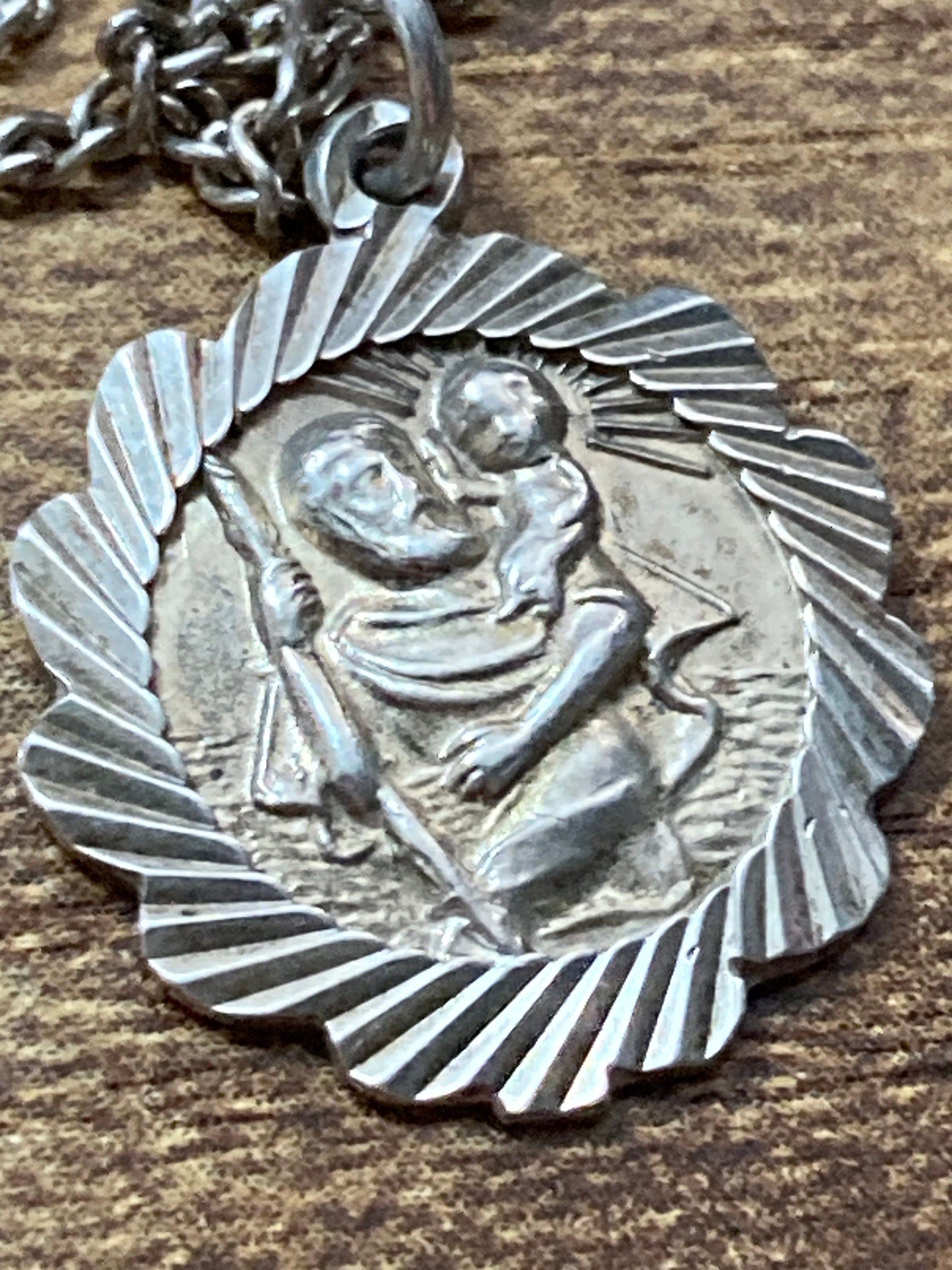 925 sterling silver St Christopher pendant and chain the patron saint of travellers