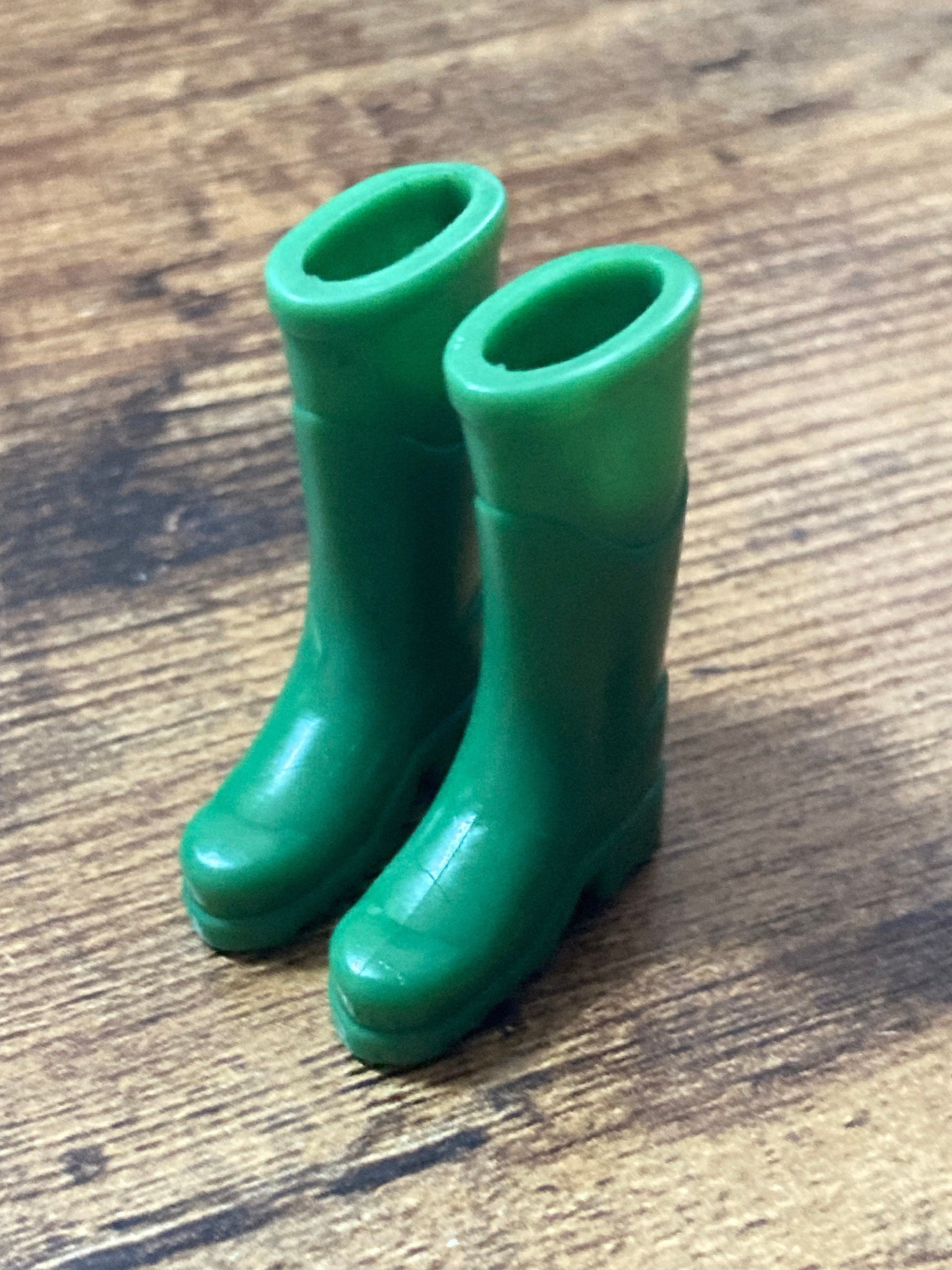 Miniature pair of black plastic wellington boots wellies gardener cake topper decoration scenery dolls