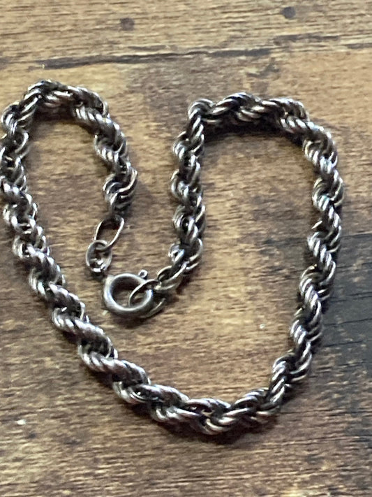 Vintage 925 Sterling silver fancy rope chain bracelet 5.6 grams