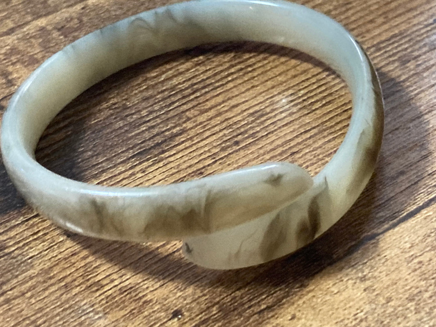 Antique Vintage Art Deco Period beige green Cream Early Plastic Celluloid SNAKE wrap bangle bracelet