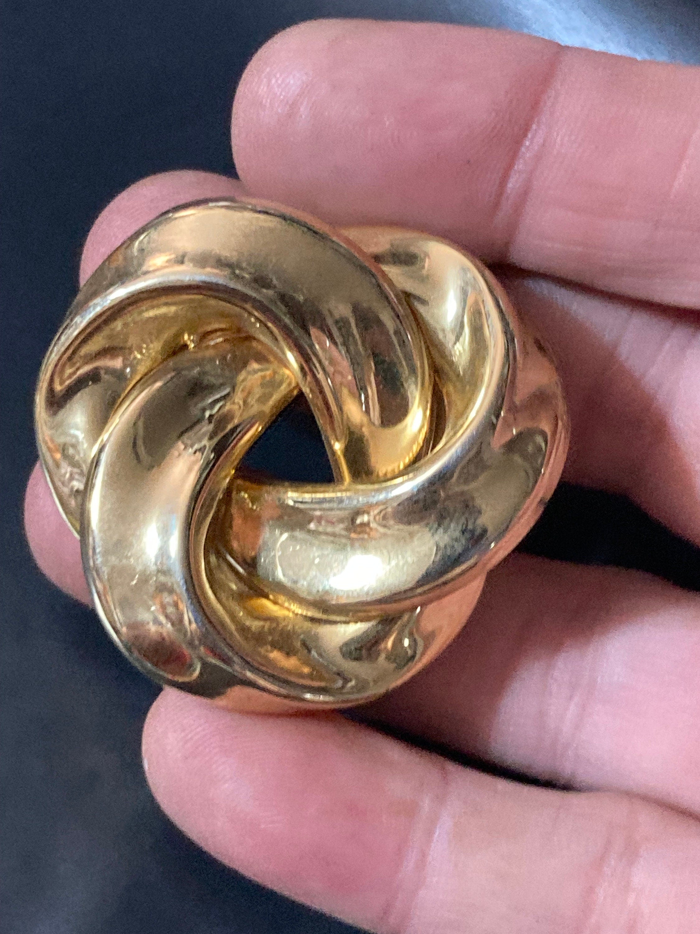 vintage gold tone classic swirl tube knot brooch