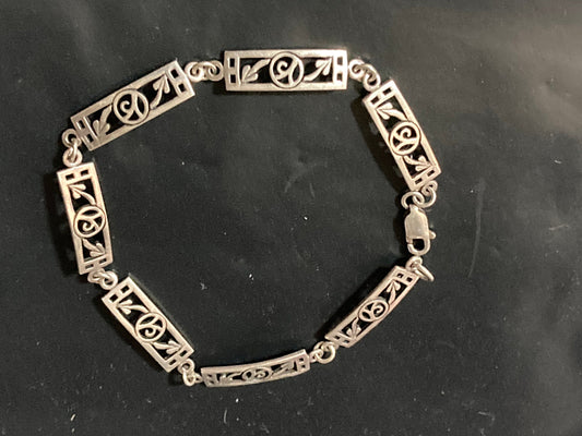 Vintage Art Nouveau 925 Silver chain link bracelet Charles Rennie Mackintosh style Arts and Crafts Scottish sterling