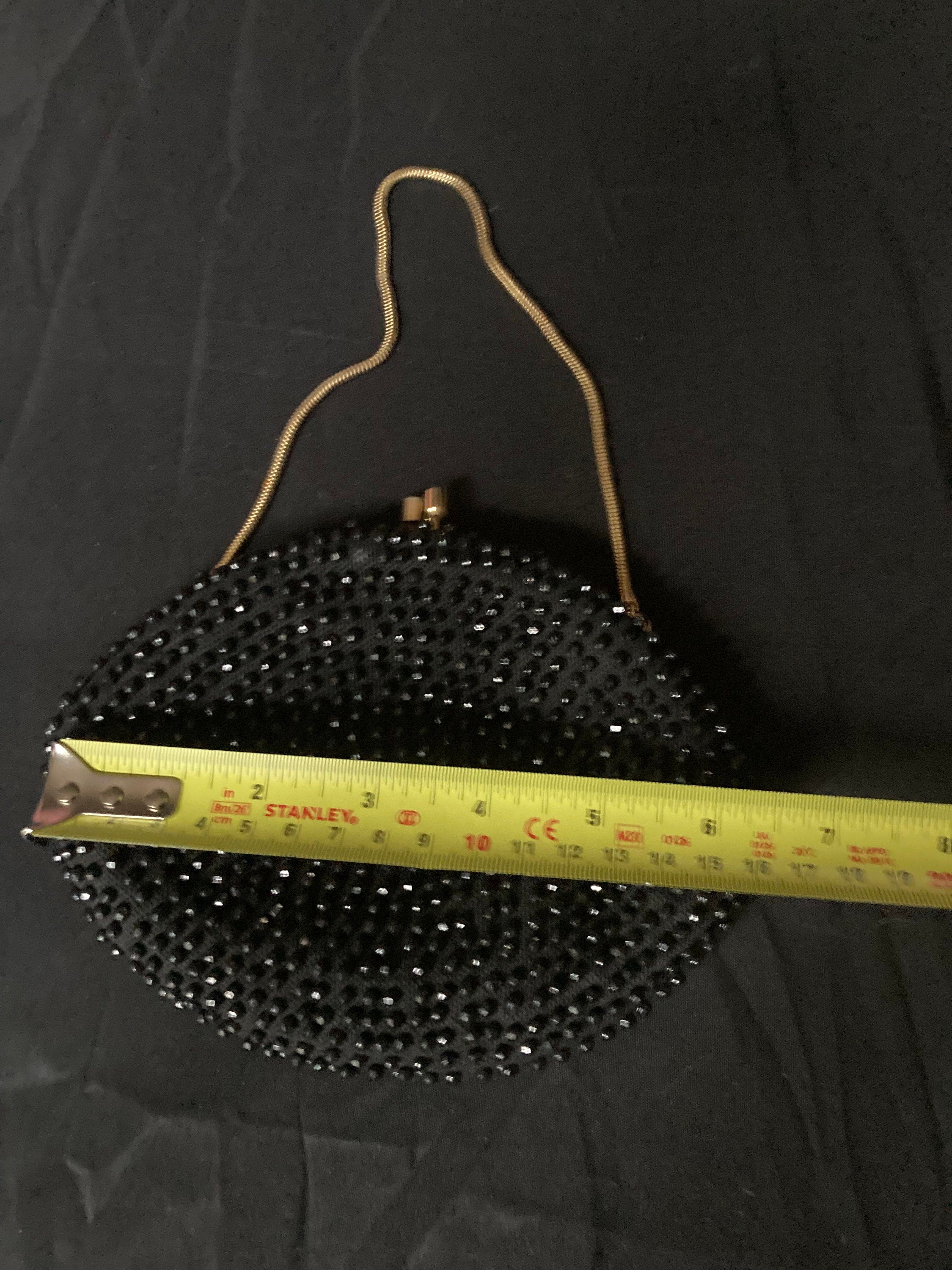 Vintage black Beaded evening Bag purse