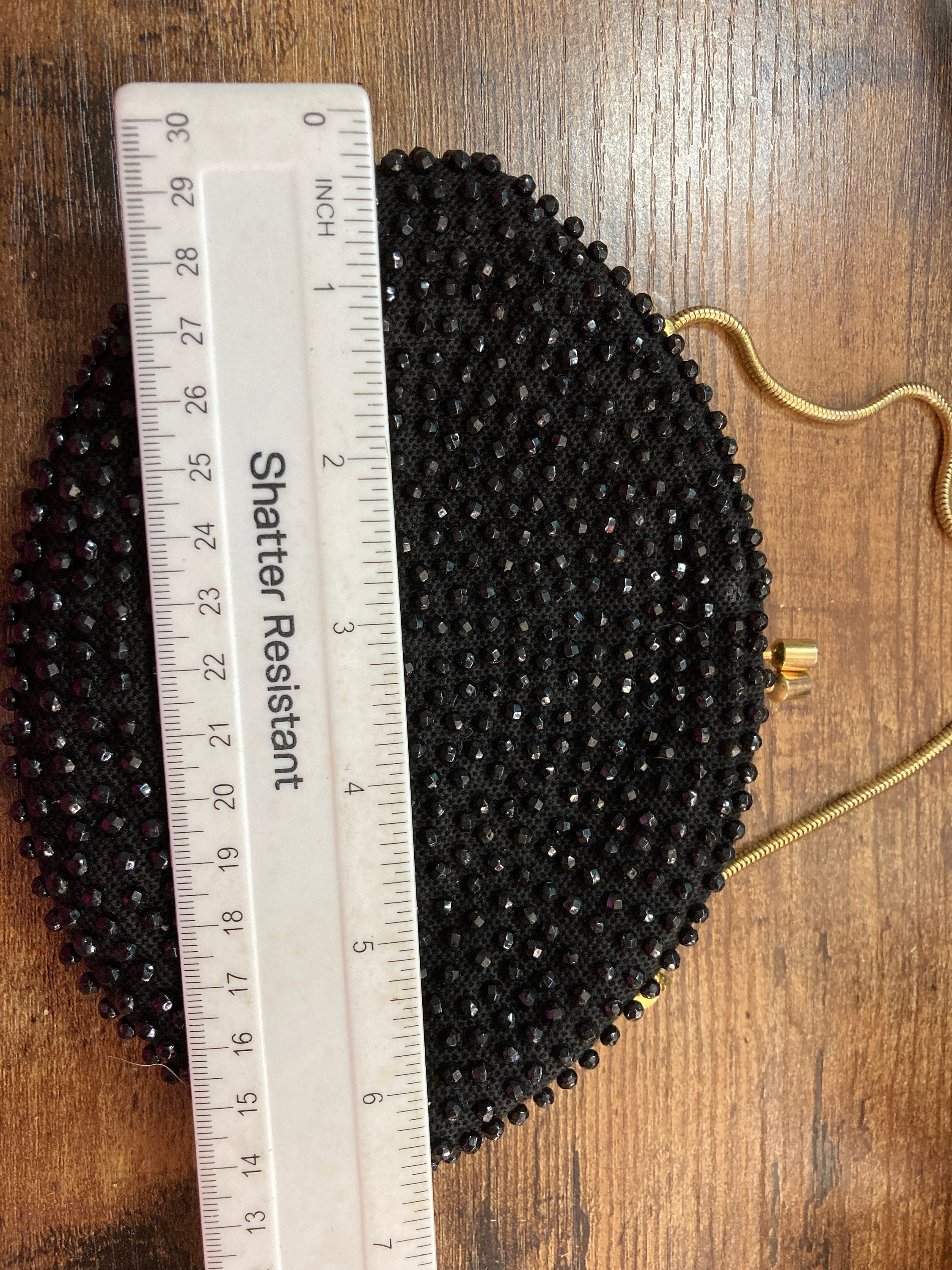 Vintage black Beaded evening Bag purse